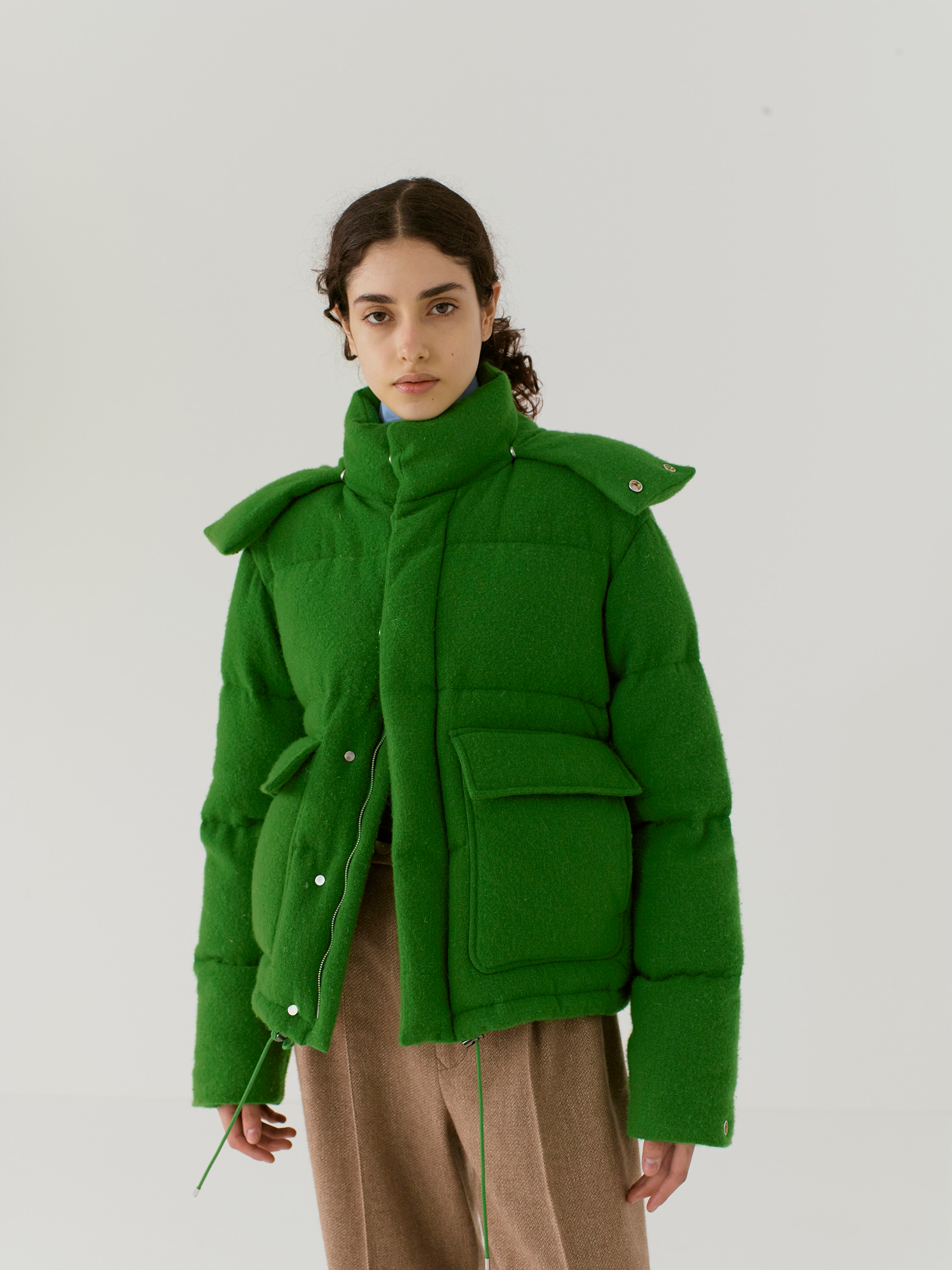 WOOL CASHMERE LIGHT TWEED DOWN JACKET 詳細画像 GREEN 3