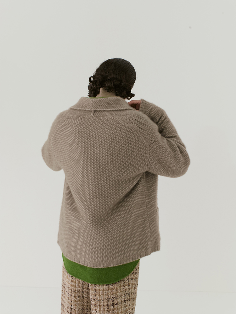 BABY CASHMERE KNIT SHAWL COLOR BIG CARDIGAN 詳細画像 NATURAL BROWN 4