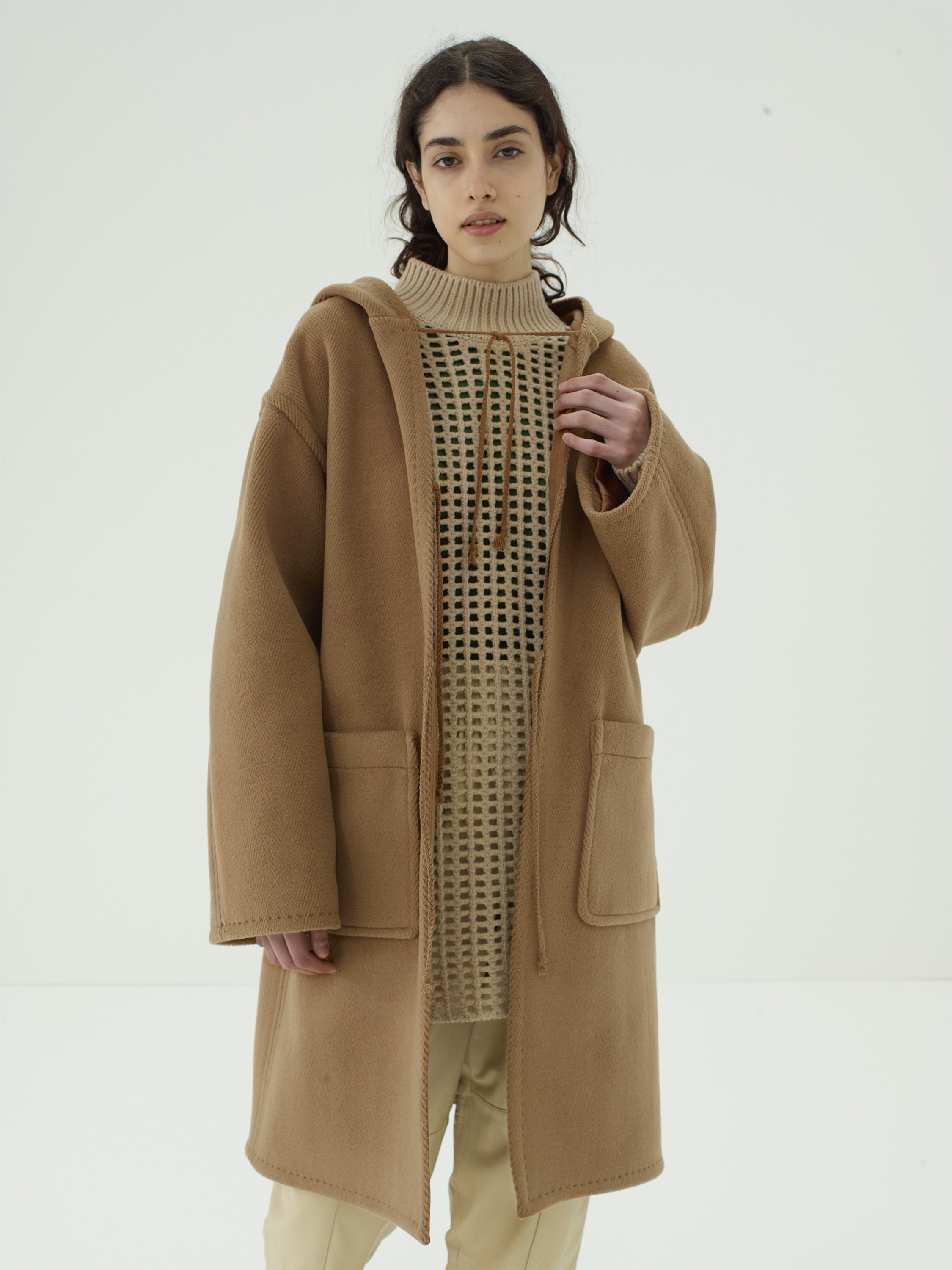 ジャケット/アウターAURALEE WOOL HERINGBONE PILE HOODED COAT