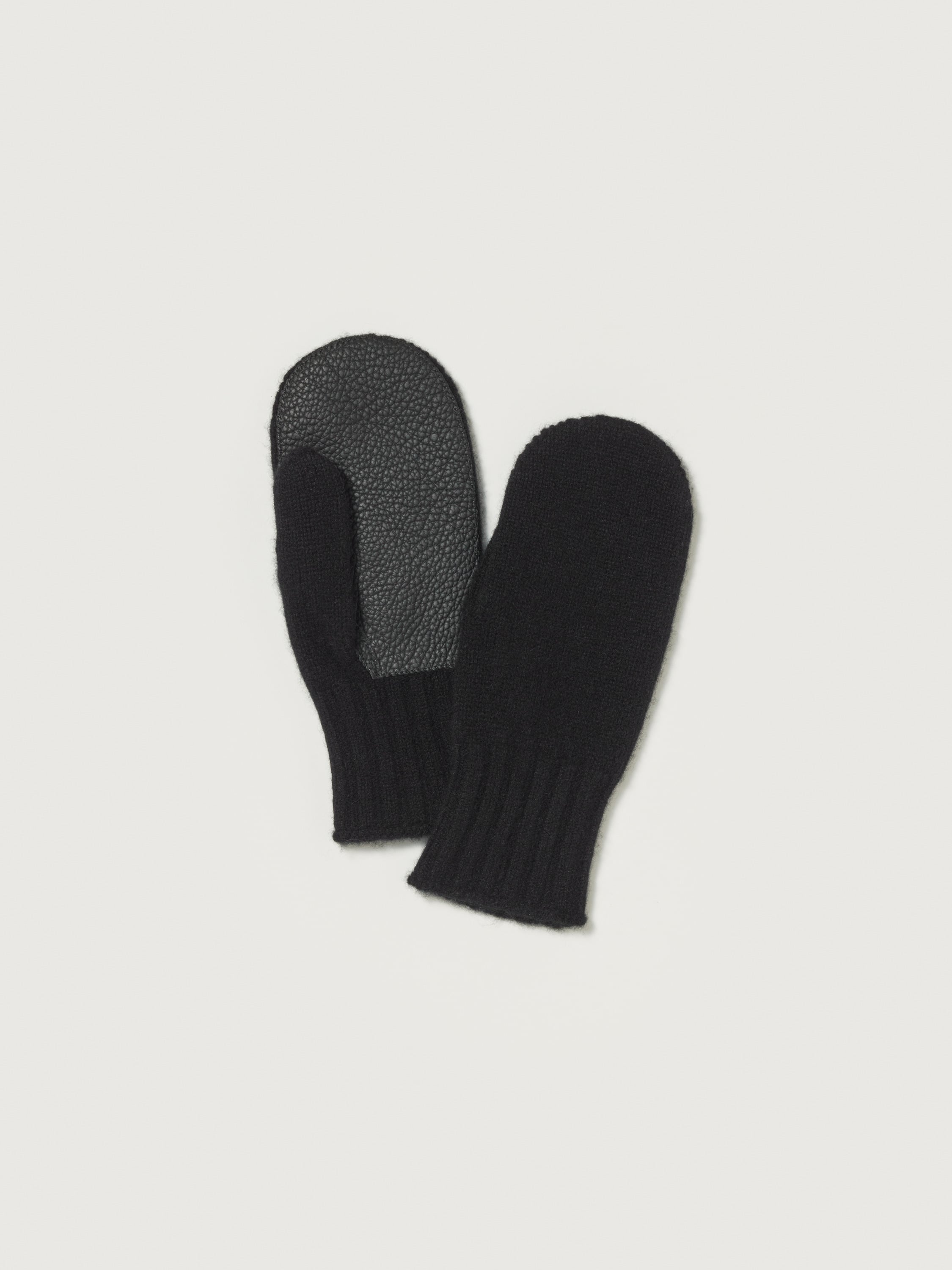 BABY CASHMERE KNIT LEATHER GLOVES 詳細画像 TOP BLACK 1
