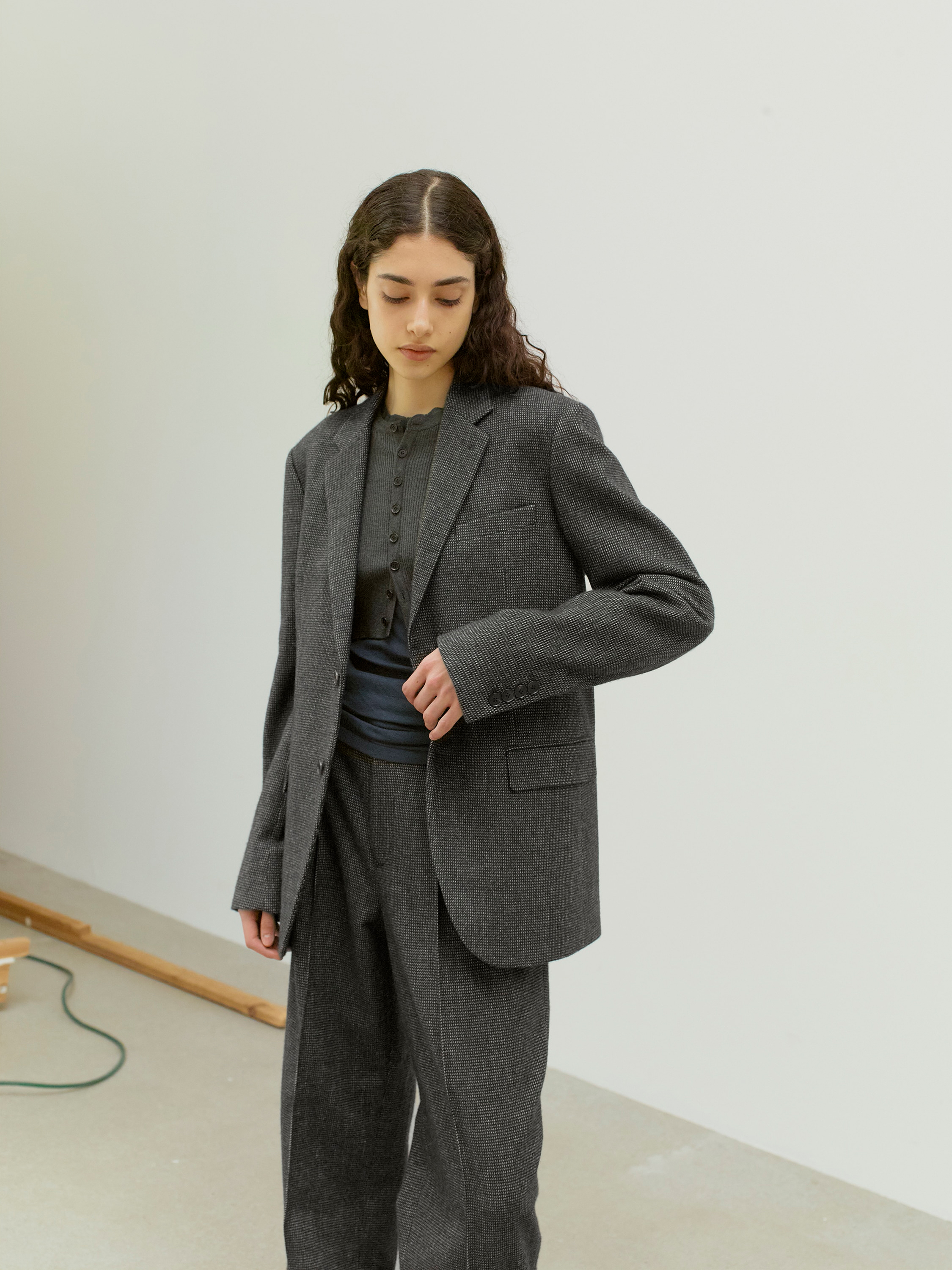 ORGANIC COTTON CASHMERE WOOL TWEED JACKET 詳細画像 TOP CHARCOAL 2