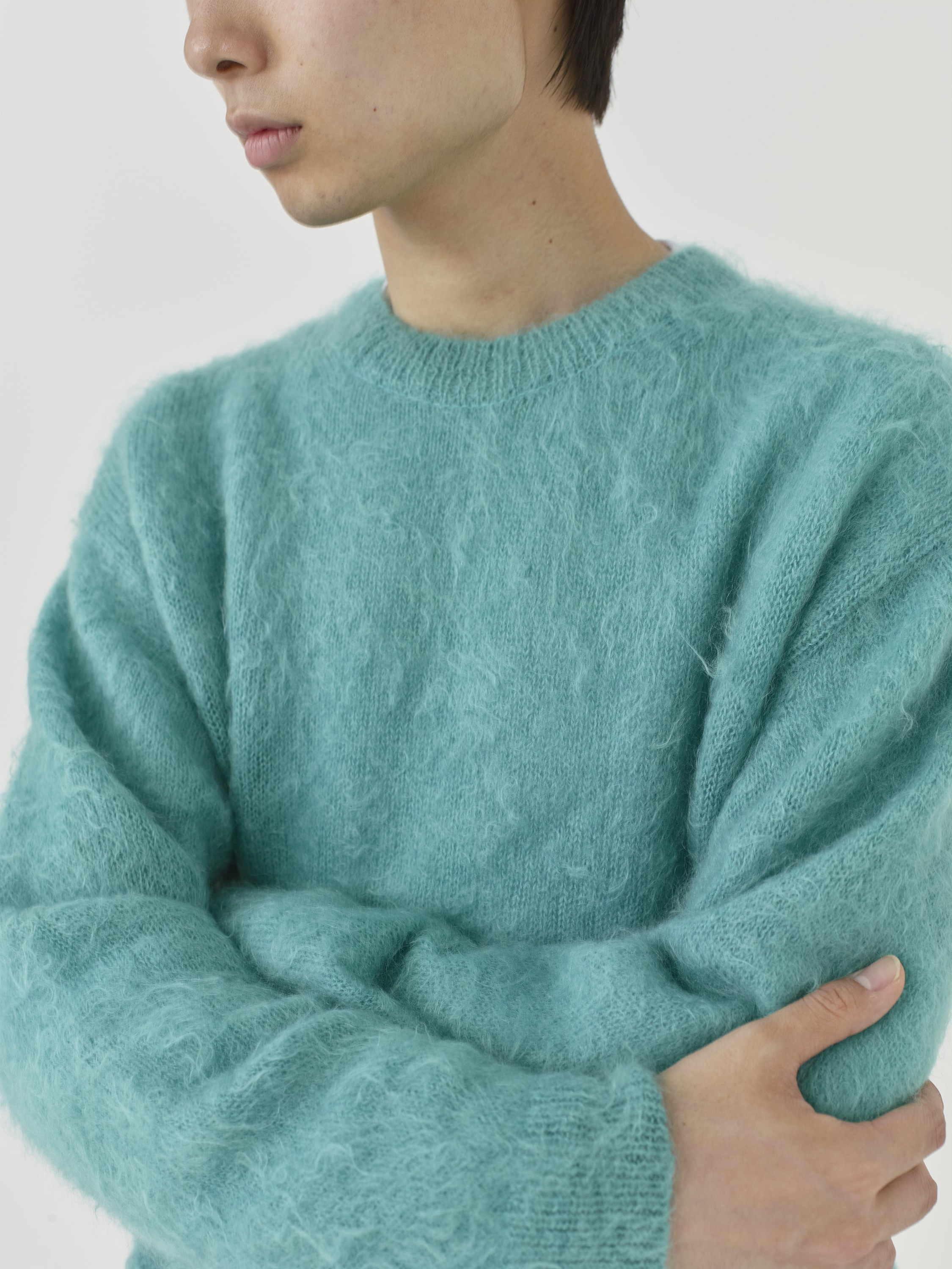 BRUSHED SUPER KID MOHAIR KNIT P/O 詳細画像 BLUE 4