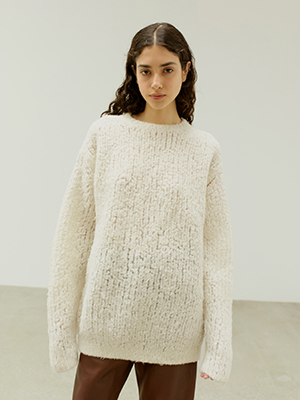 MILLED WOOL MOAL KNIT BIG P/O