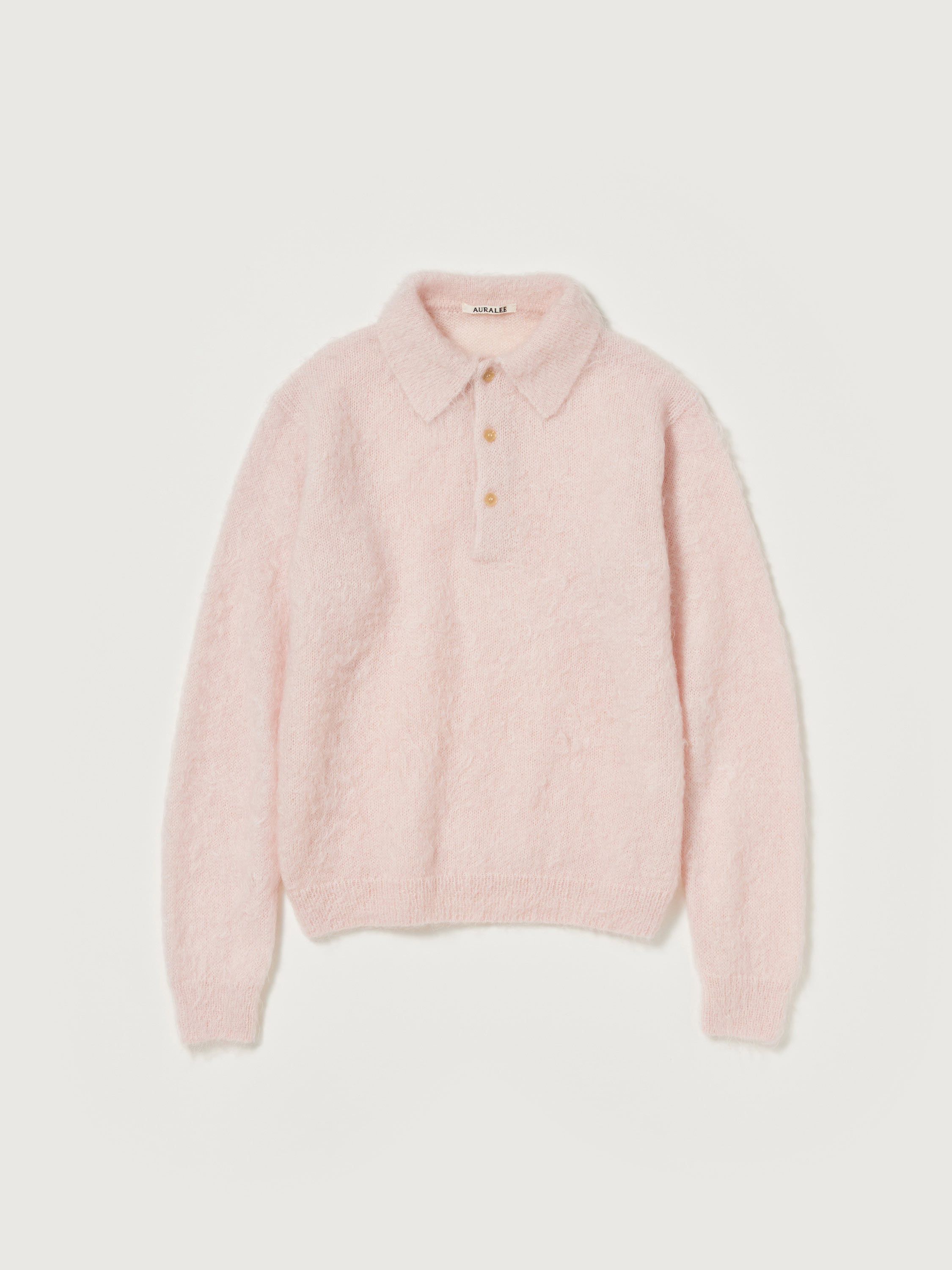 BRUSHED SUPER KID MOHAIR KNIT POLO 詳細画像 LIGHT PINK 4