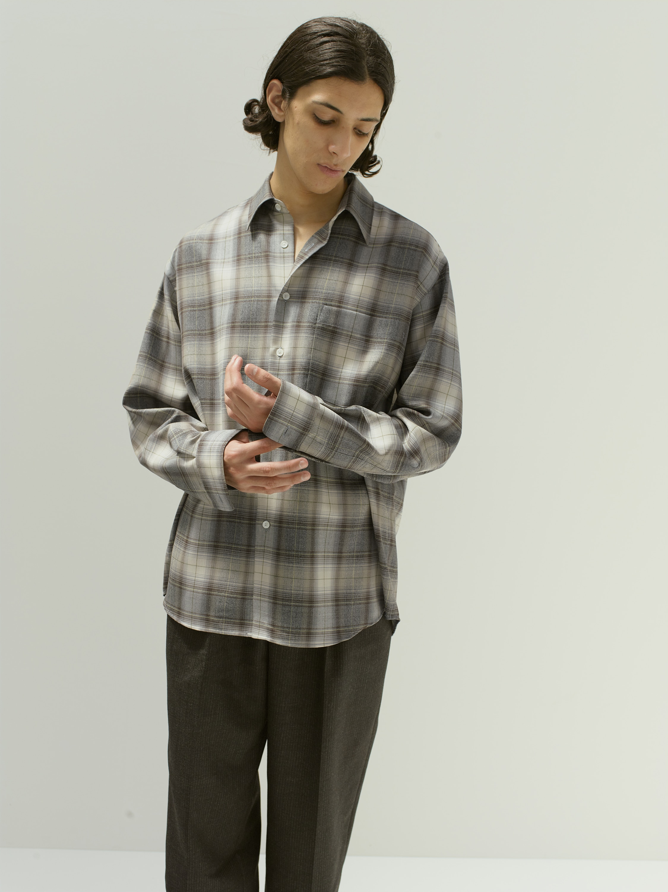 SUPER LIGHT WOOL CHECK SHIRT AURALEE | labiela.com