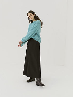 TENSE WOOL DOUBLE CLOTH FLARE SKIRT