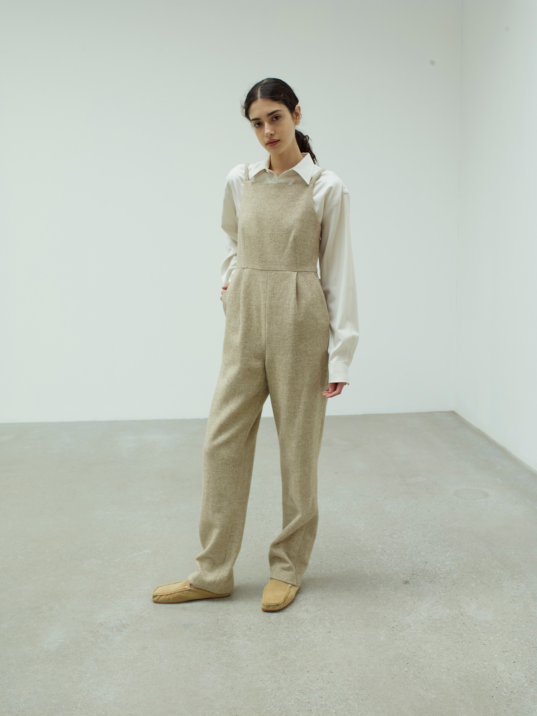 WOOL HAIRLINE LIGHT TWEED OVERALLS オーラリー - サロペット