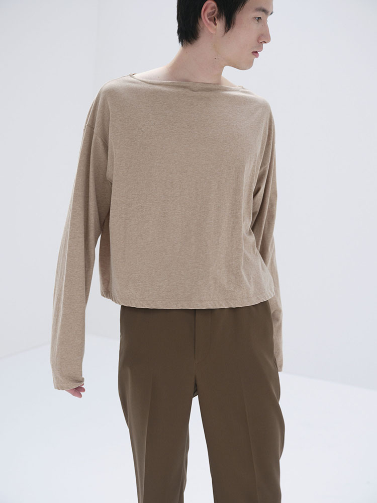 HARD TWIST COTTON CASHMERE BOAT NECK L/S TEE