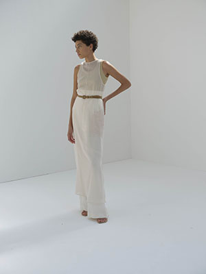 WOOL RECYCLE POLYESTER LENO SHEER DRESS