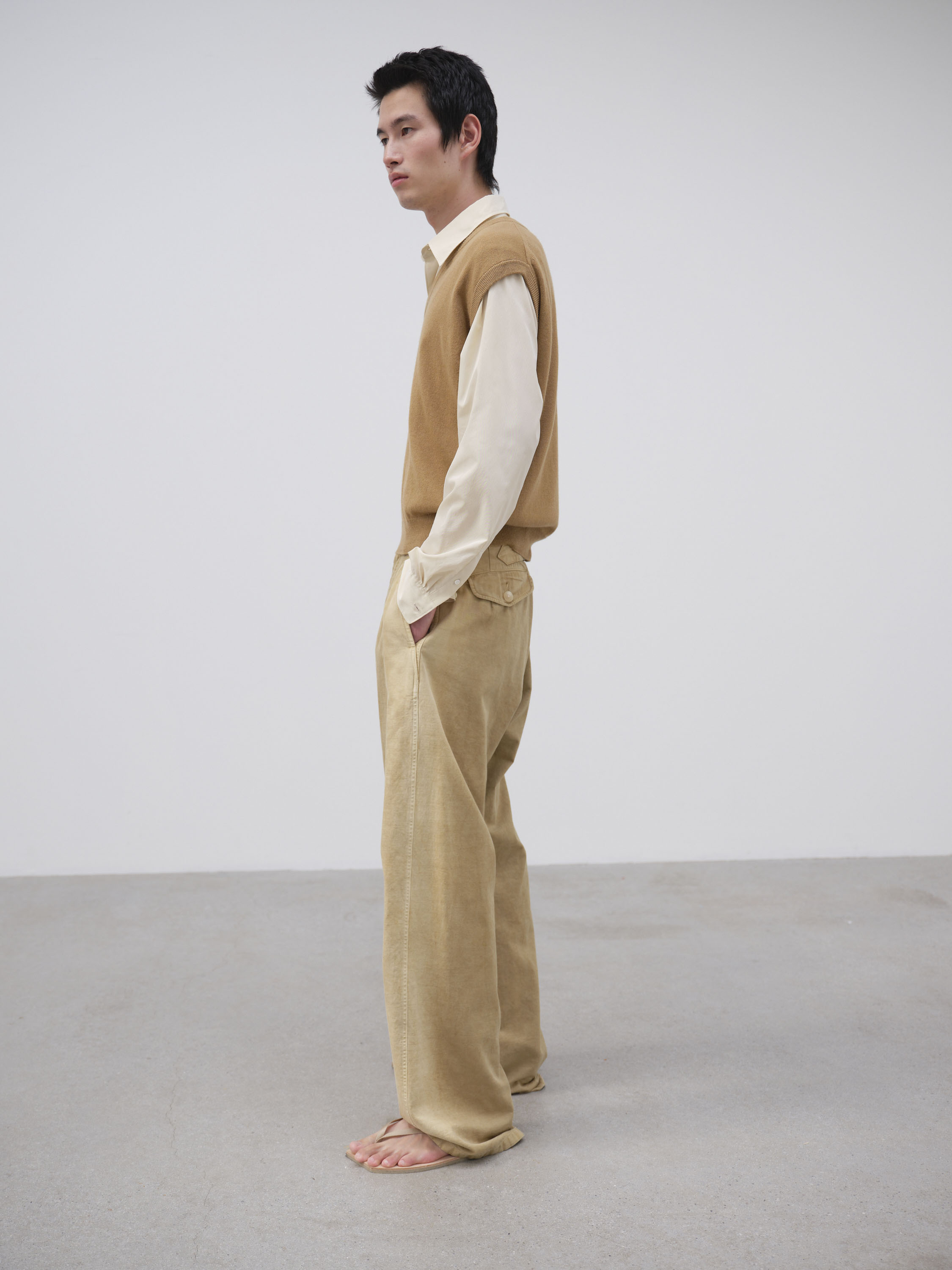 FINX NATURAL GABARDINE PRODUCT DYED PANTS 詳細画像 FADE BEIGE 3