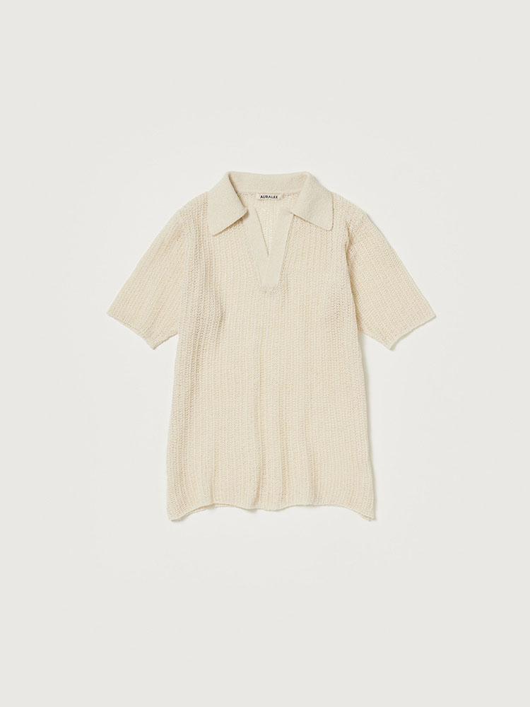 BRUSHED COTTON WOOL RIB KNIT SKIPPER POLO - AURALEE Official Website