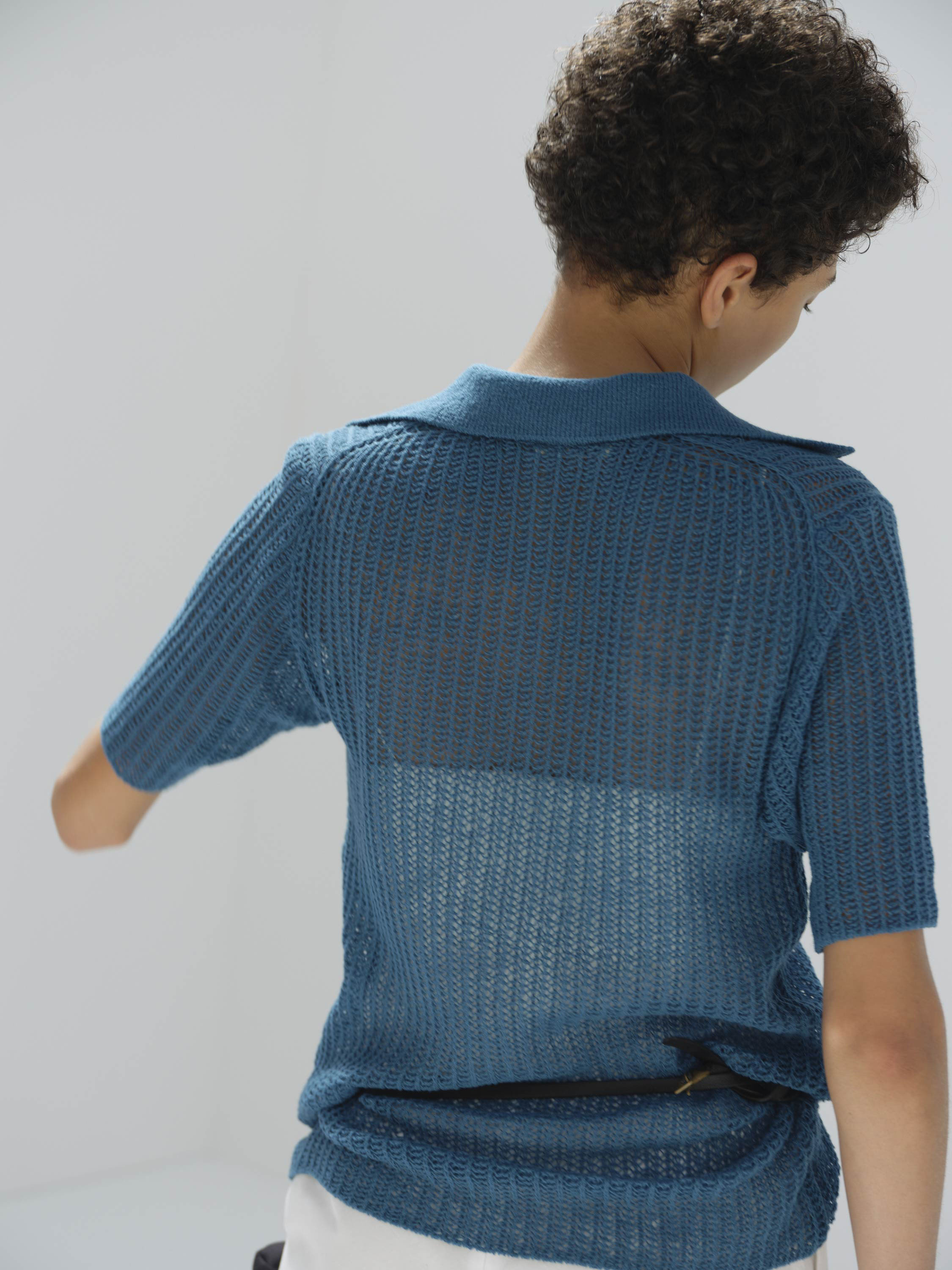 NKNIT】 cotton mesh skipper knit-