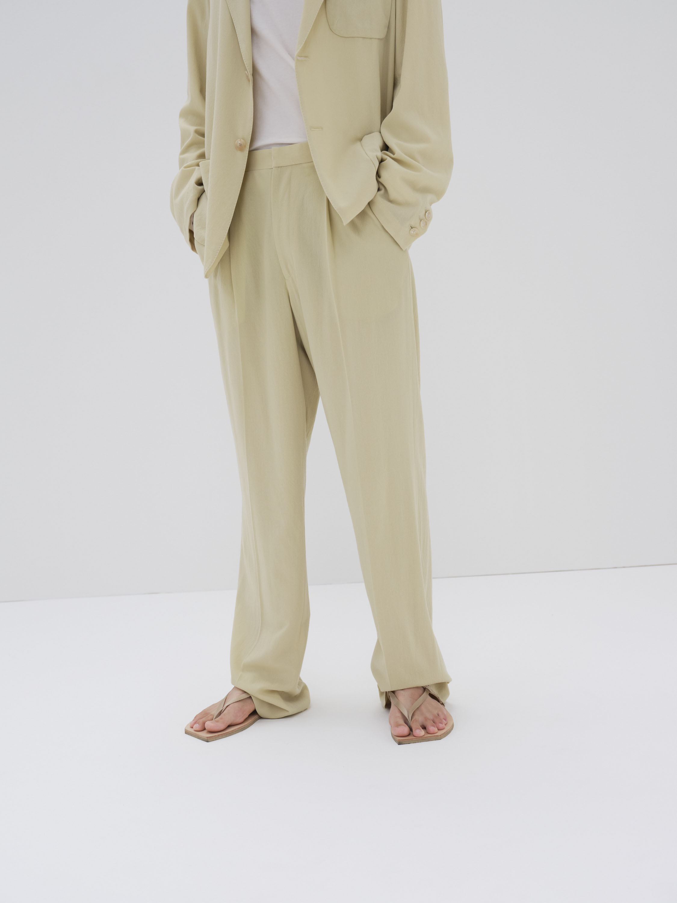 HARD TWIST WOOL VIYELLA SLACKS