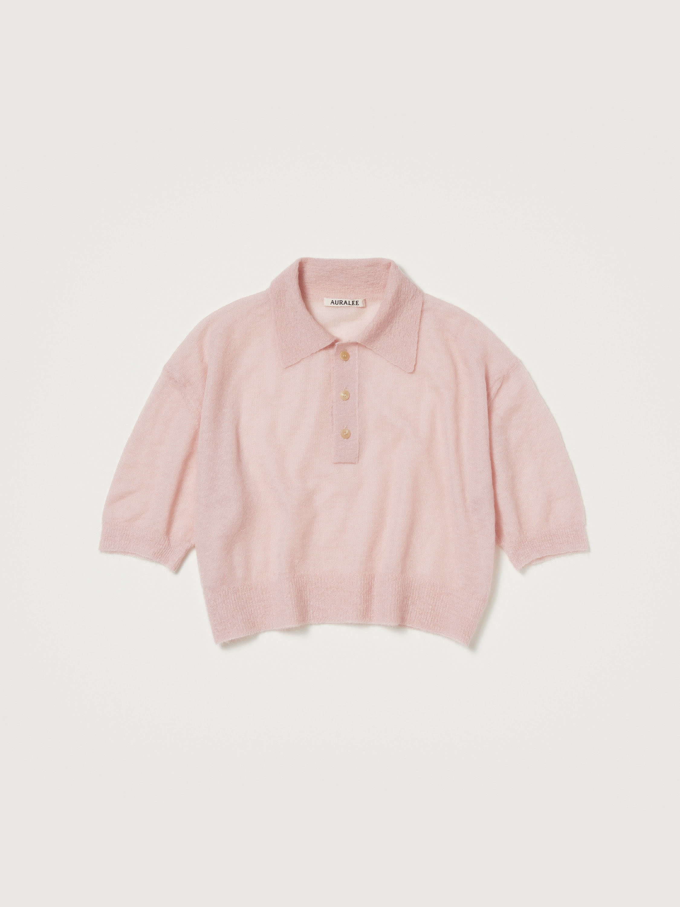 auralee kid mohair sheer knit short polo