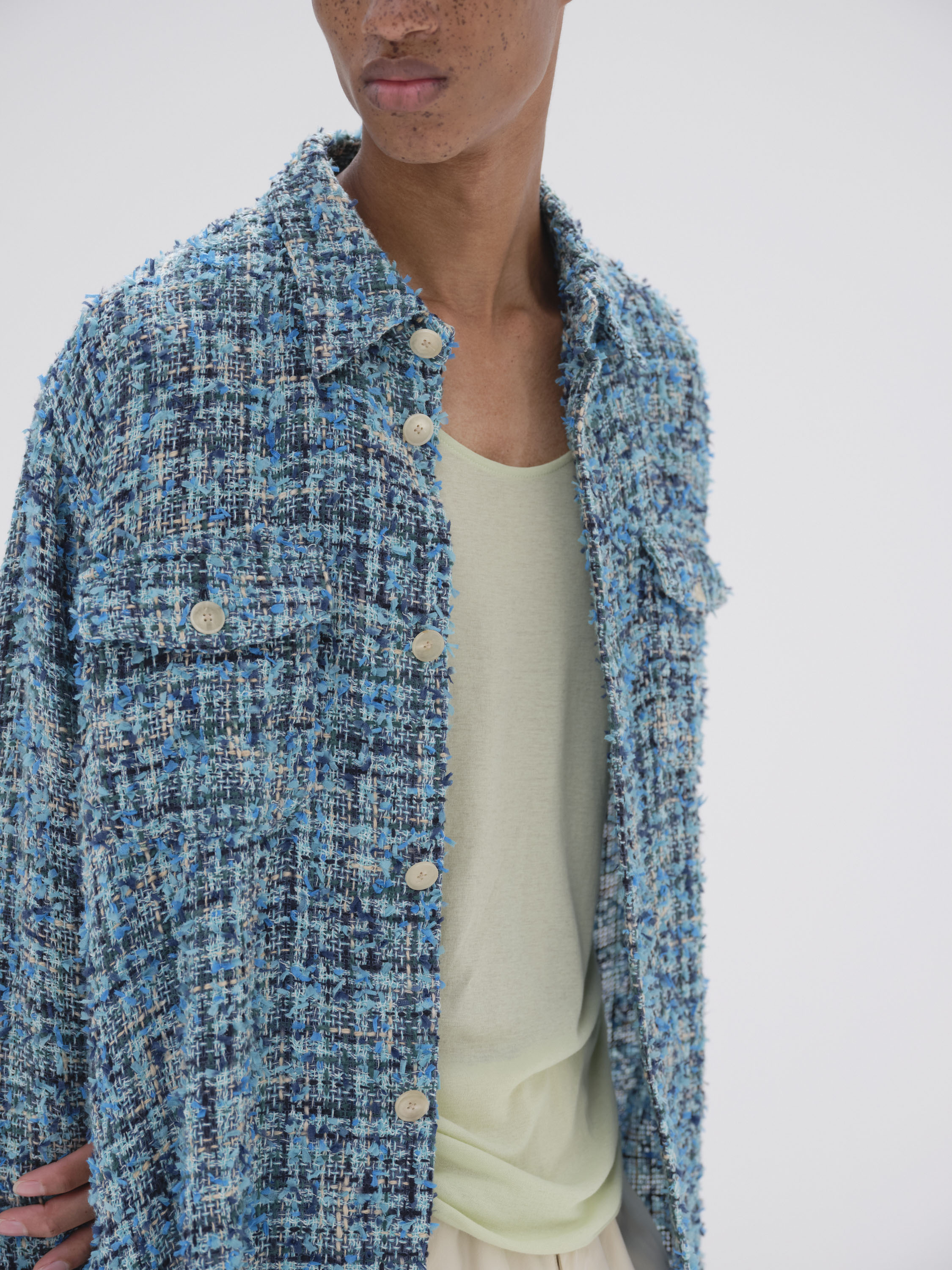 AURALEE 23SS HOMESPUN SUMMER TWEED SHIRTS BLOUSON サイズ3 サマー 