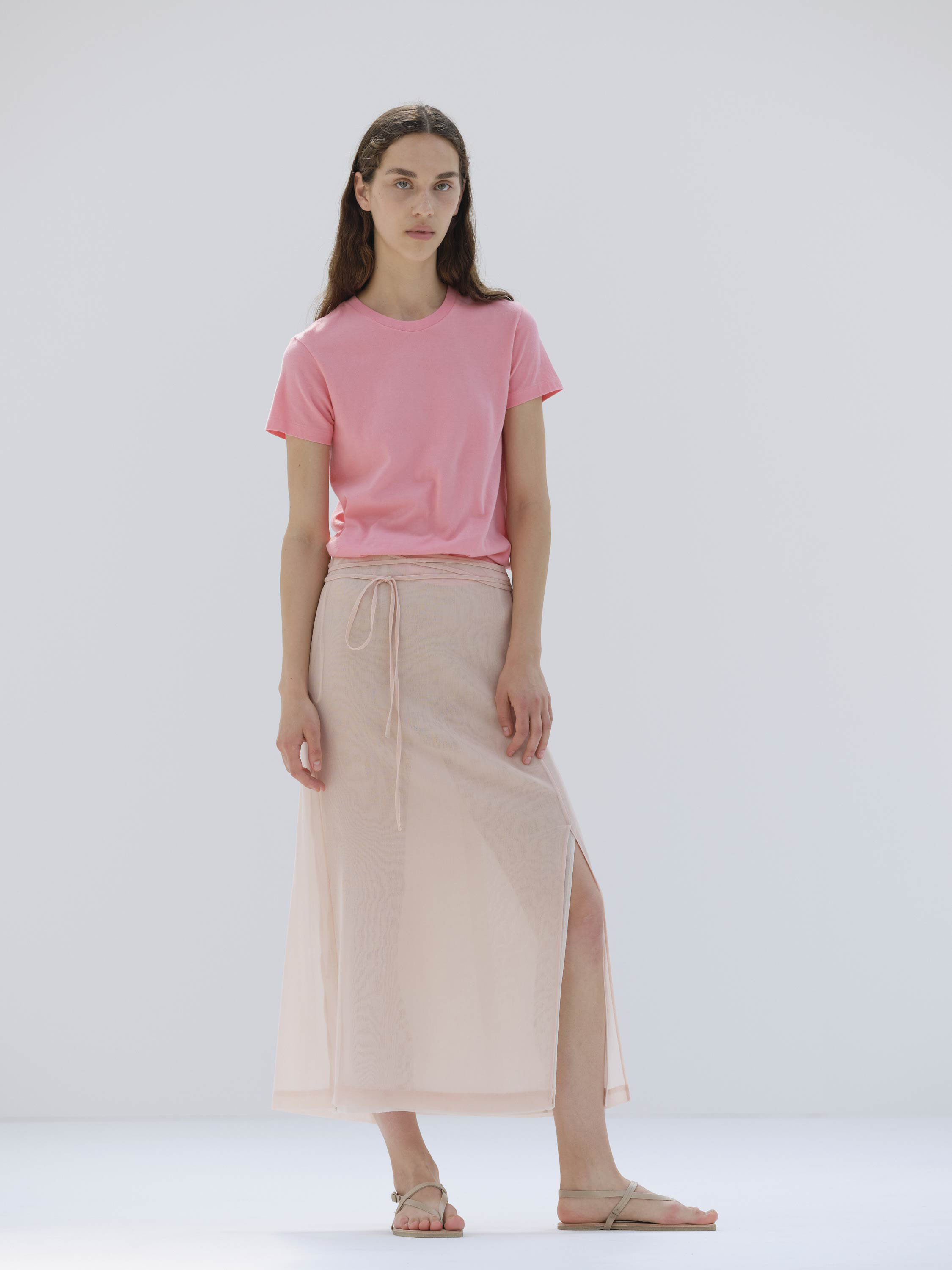 WOOL RECYCLE POLYESTER LENO SHEER SKIRT 詳細画像 LIGHT PINK 1