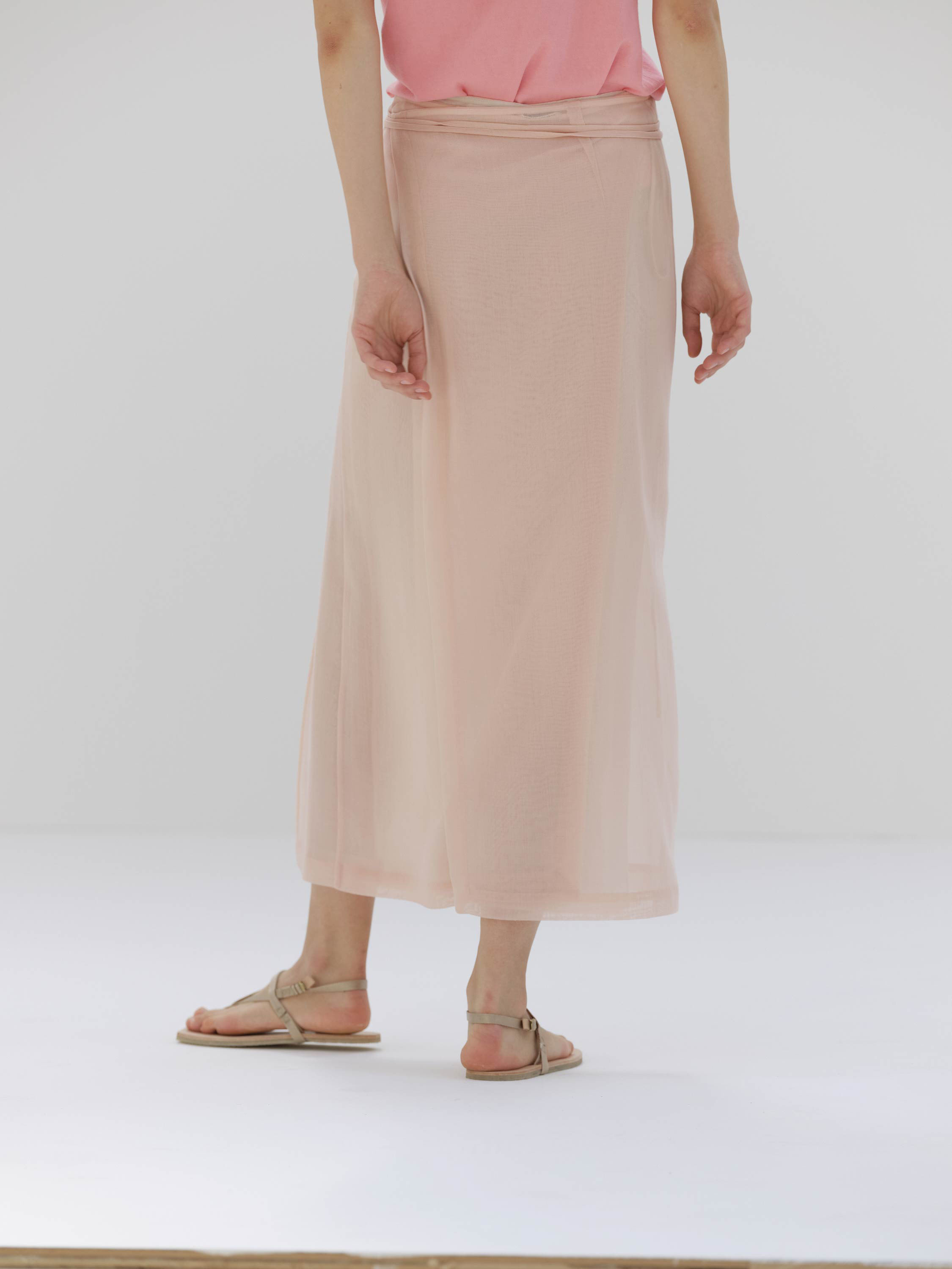 WOOL RECYCLE POLYESTER LENO SHEER SKIRT 詳細画像 LIGHT PINK 3