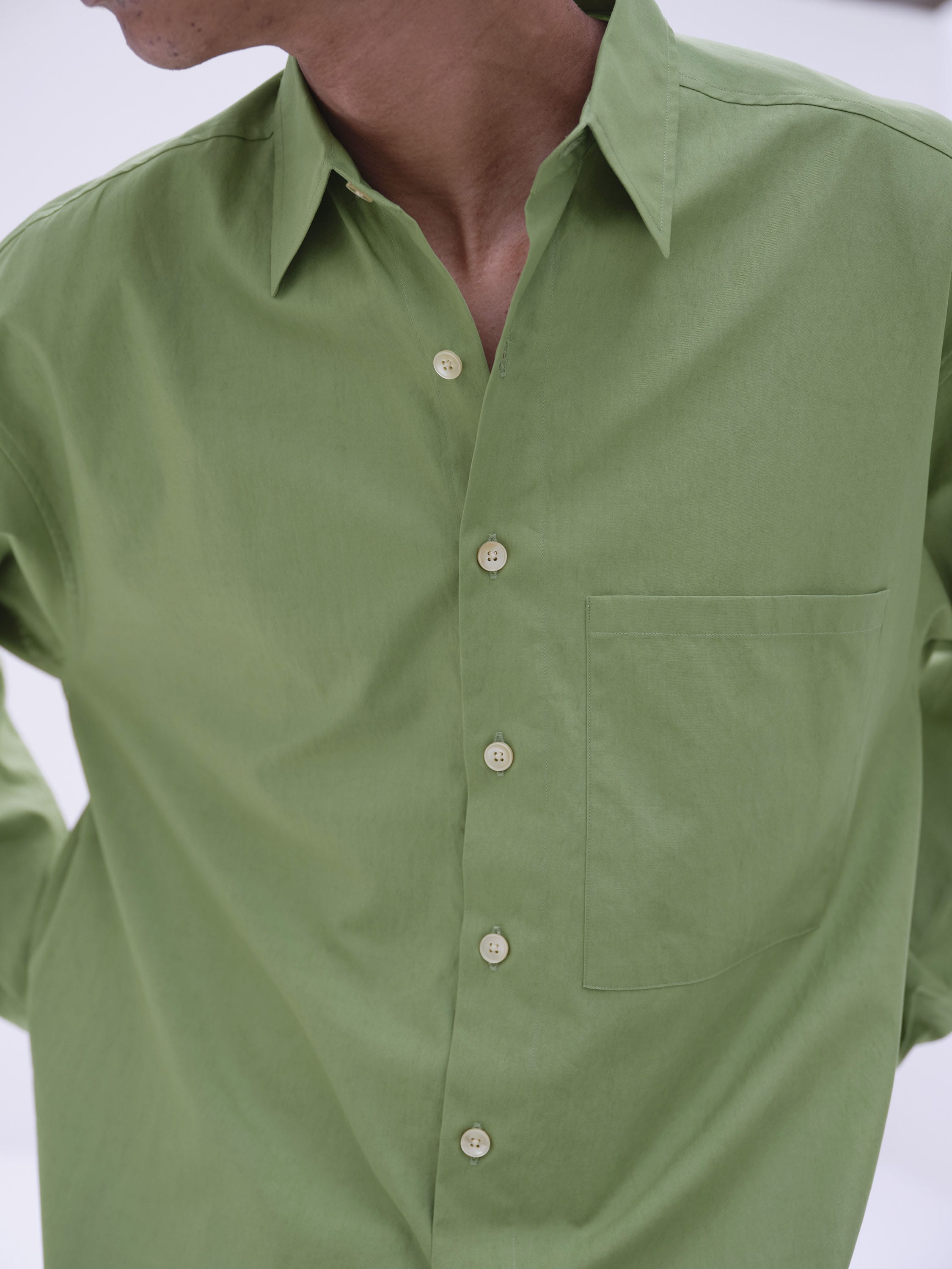 AURALLEE Finx cotton shirt green