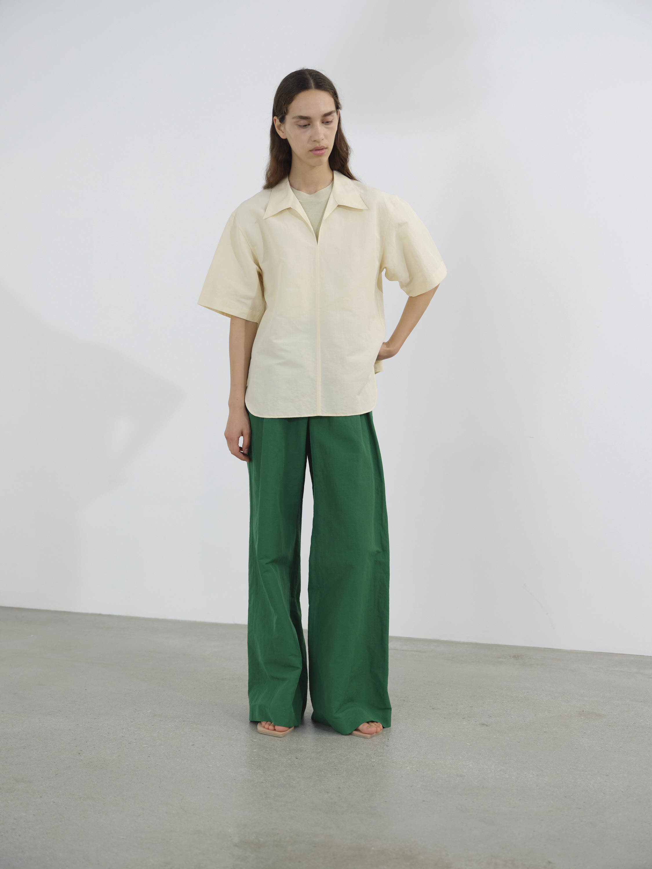 HIGH DENSITY FINX LINEN WEATHER HALF SLEEVED SHIRT 詳細画像 ECRU 1