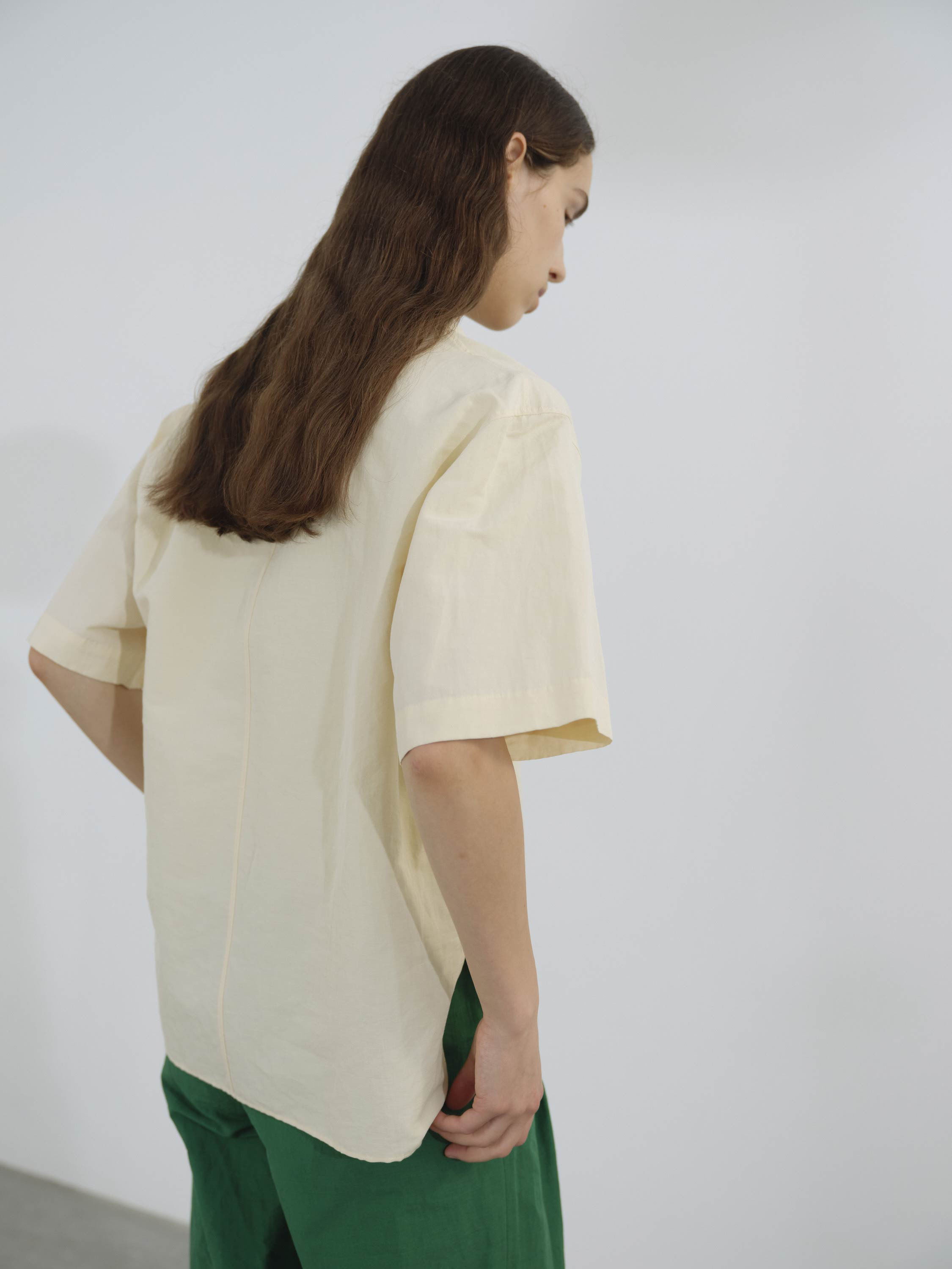 HIGH DENSITY FINX LINEN WEATHER HALF SLEEVED SHIRT 詳細画像 ECRU 4