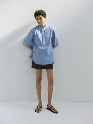 *WASHED FINX TWILL HALF SLEEVED P/O SHIRT
