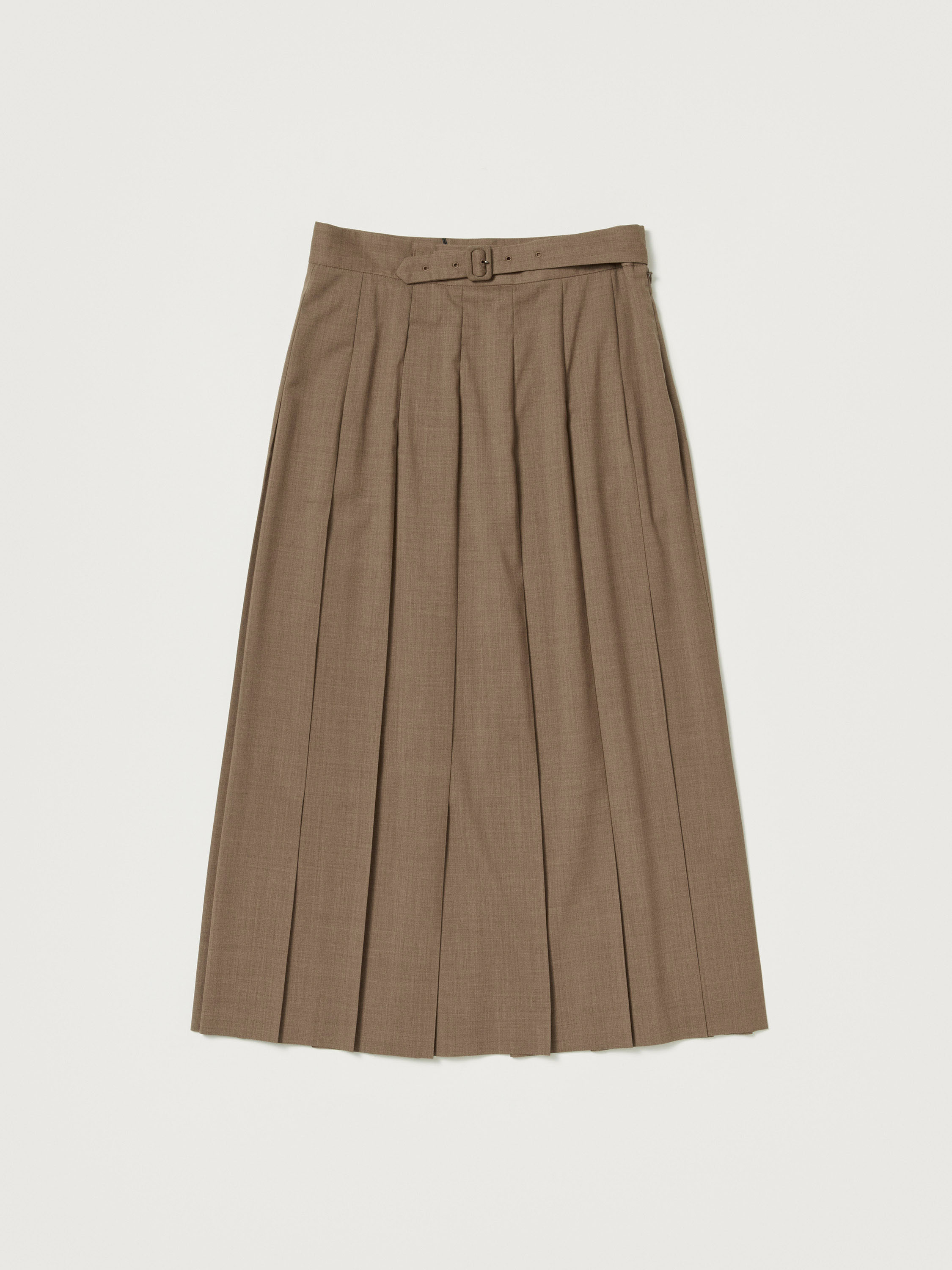 SUPER FINE TROPICAL WOOL PLEATED SKIRT 詳細画像 TOP BROWN 5
