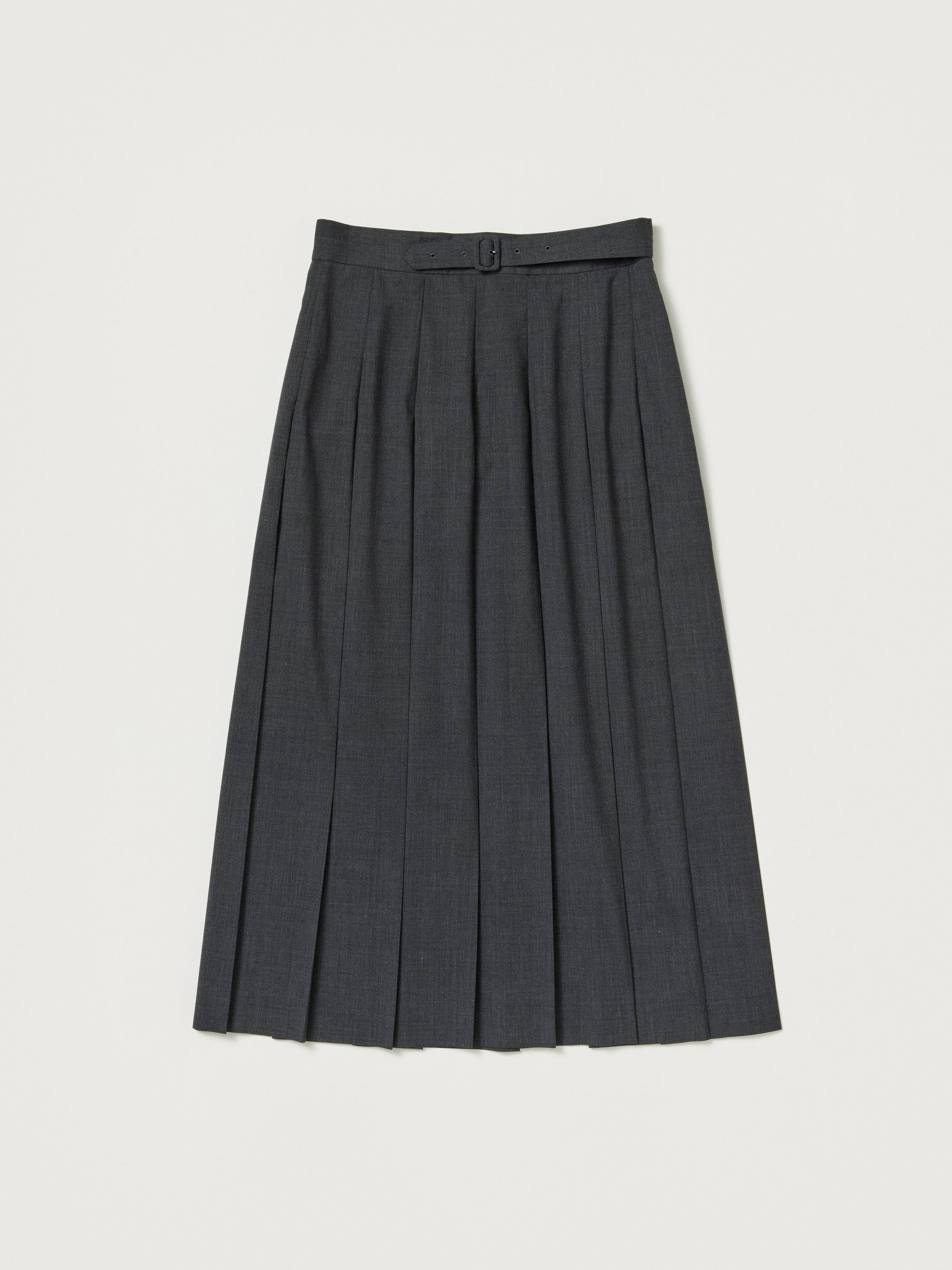 SUPER FINE TROPICAL WOOL PLEATED SKIRT 詳細画像 TOP CHARCOAL 1