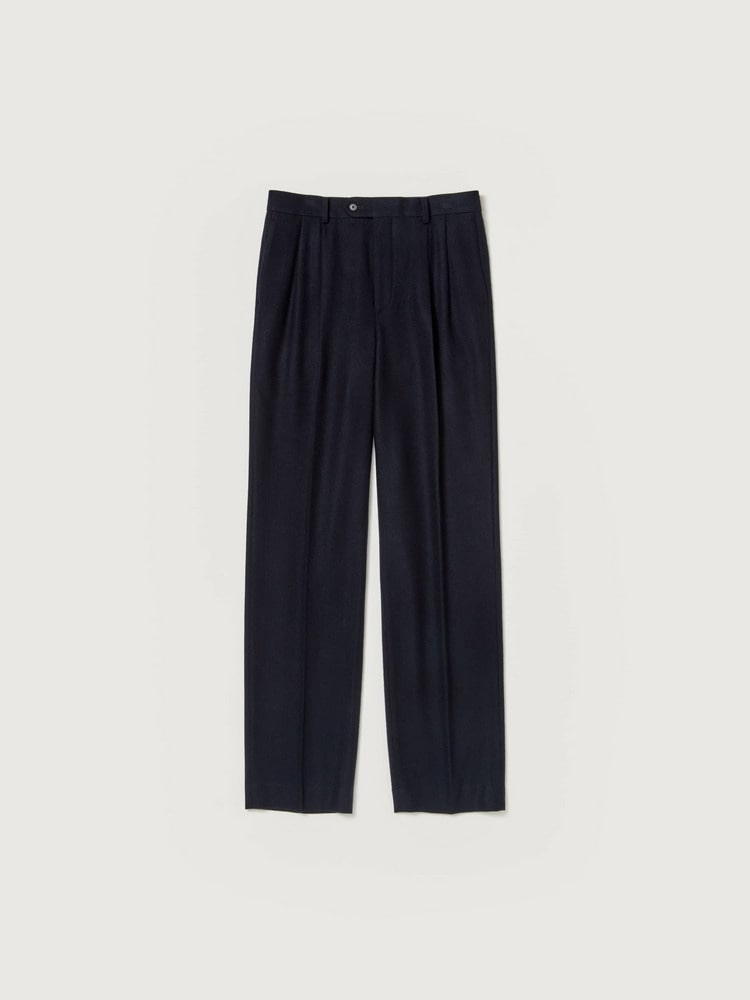 AURALEE BLUEFACED WOOL TWO-TUCK SLACKS-