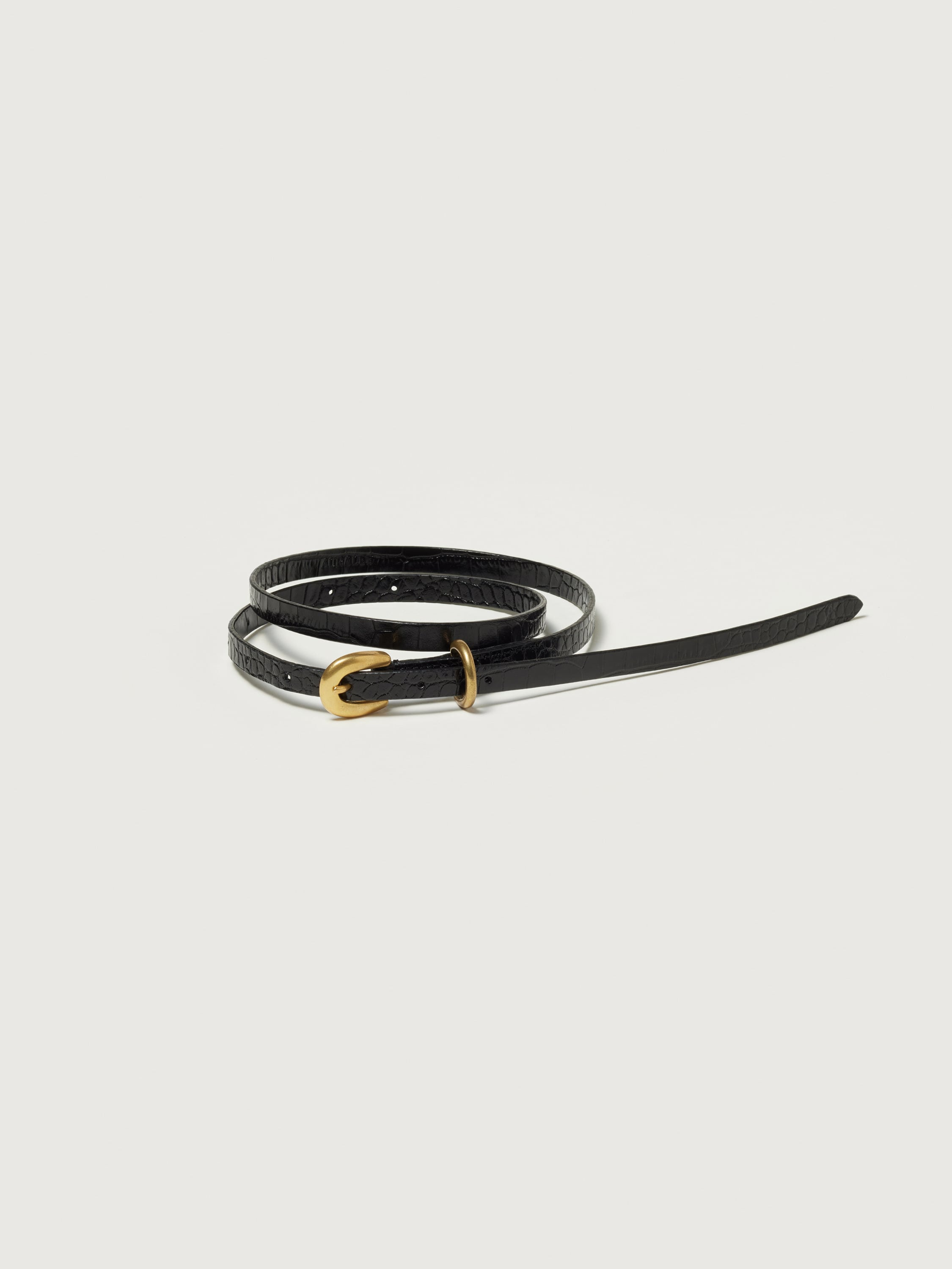 LEATHER NARROW BELT 詳細画像 EMBOSSED BLACK 1