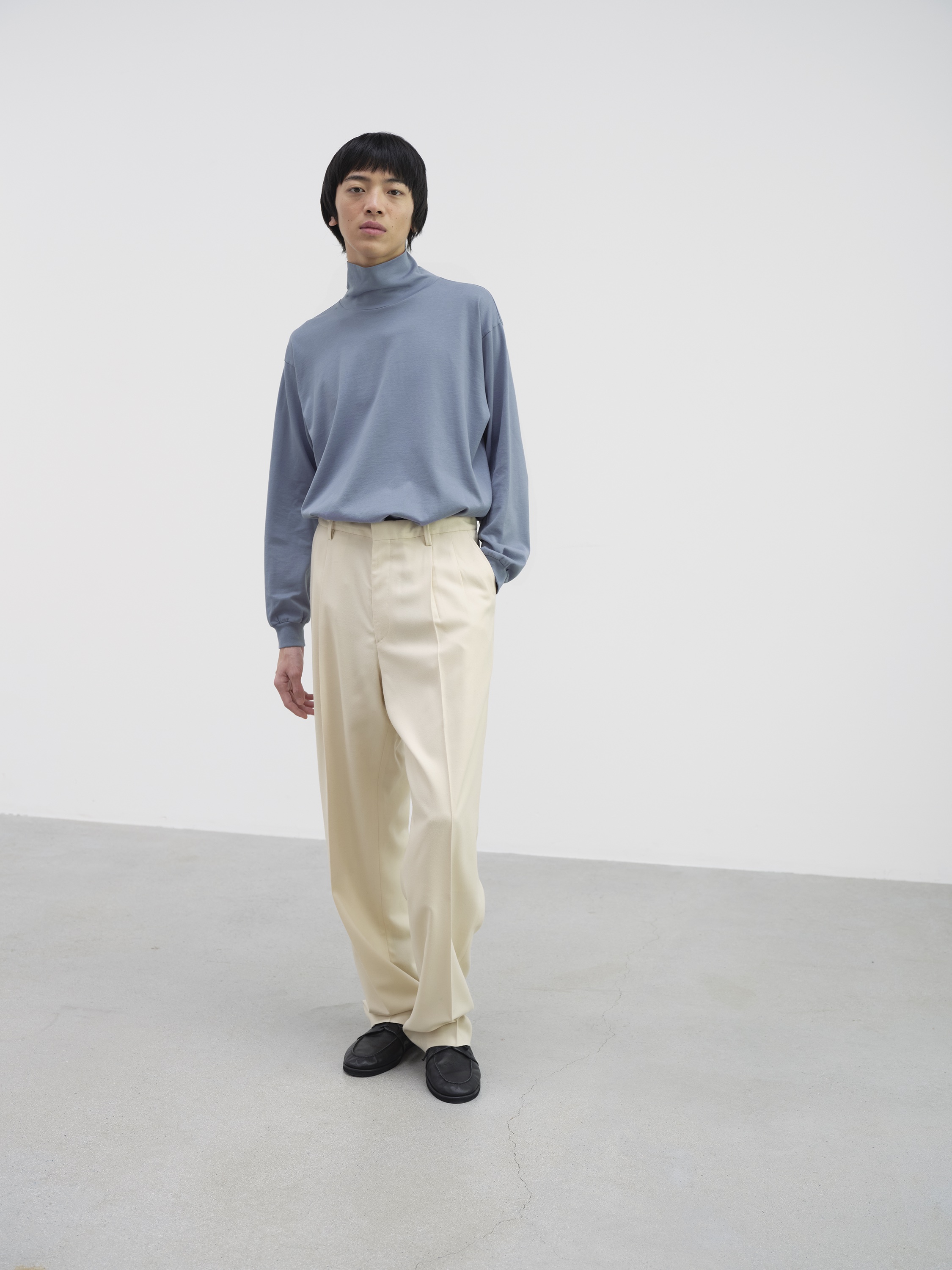 LUSTER PLAITING HI NECK L/S TEE 詳細画像 DUSTY BLUE 2