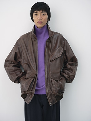 HEAVY LAMB LEATHER ZIP BLOUSON