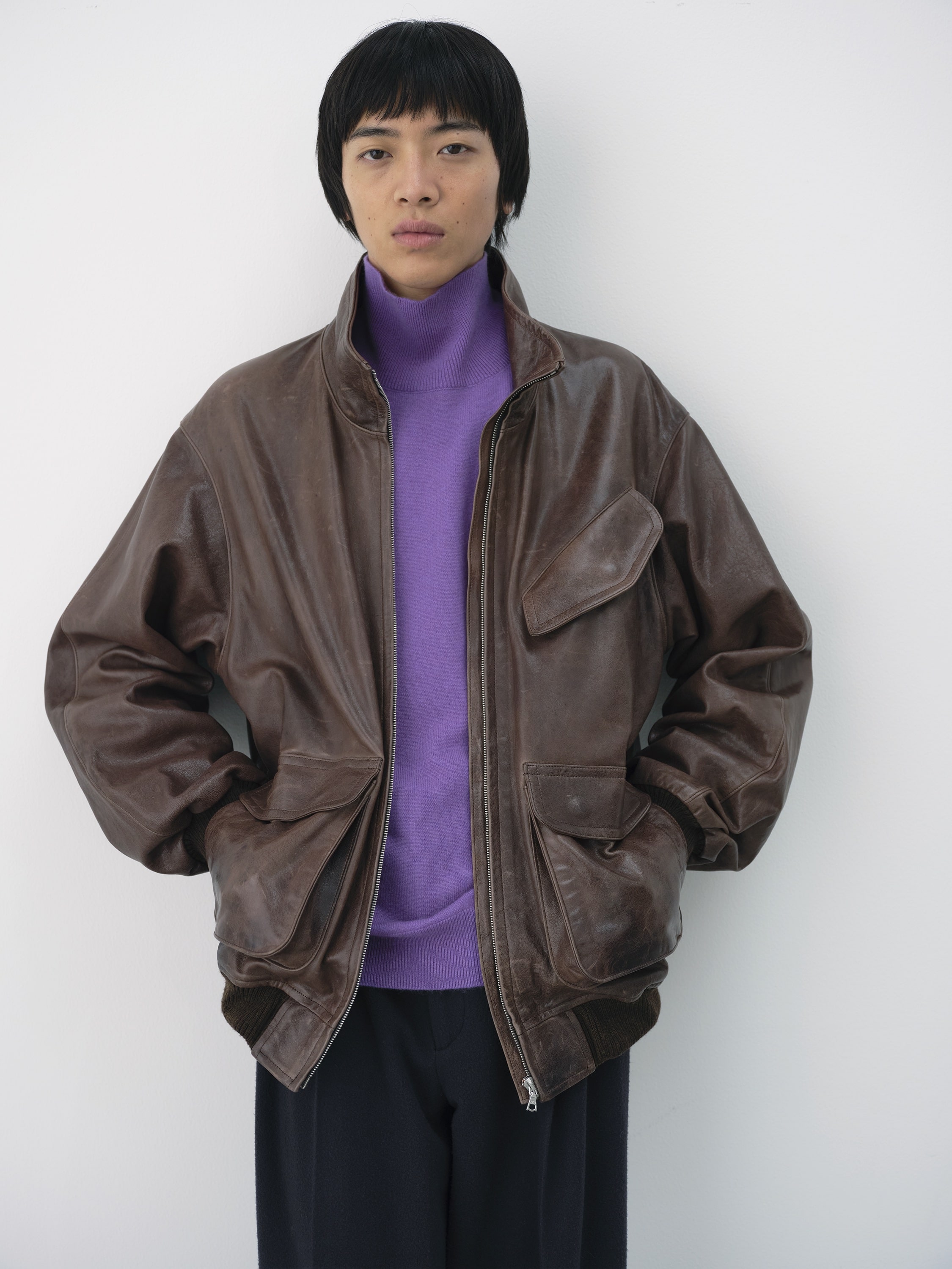 HEAVY LAMB LEATHER ZIP BLOUSON 詳細画像 DARK BROWN 1