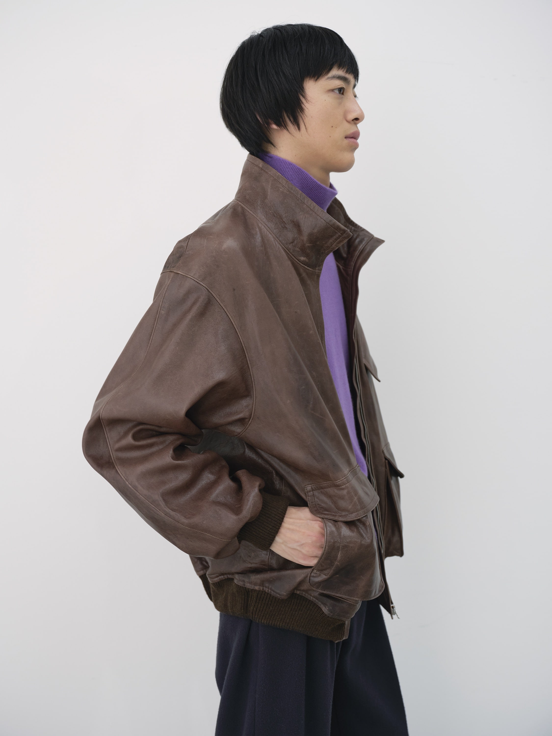 HEAVY LAMB LEATHER ZIP BLOUSON 詳細画像 DARK BROWN 3