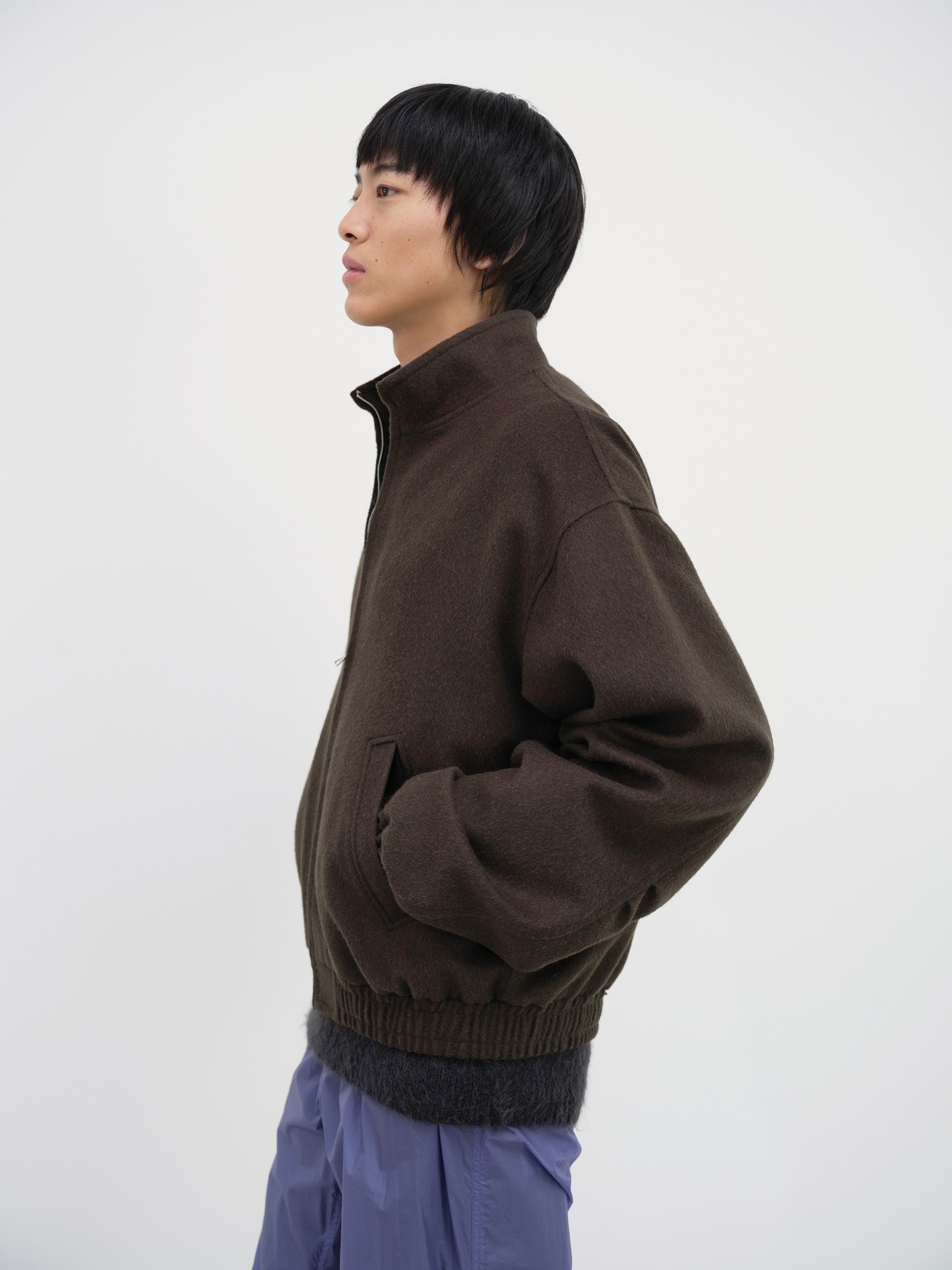 BABY CAMEL FLANNEL ZIP BLOUSON 詳細画像 DARK BROWN 3