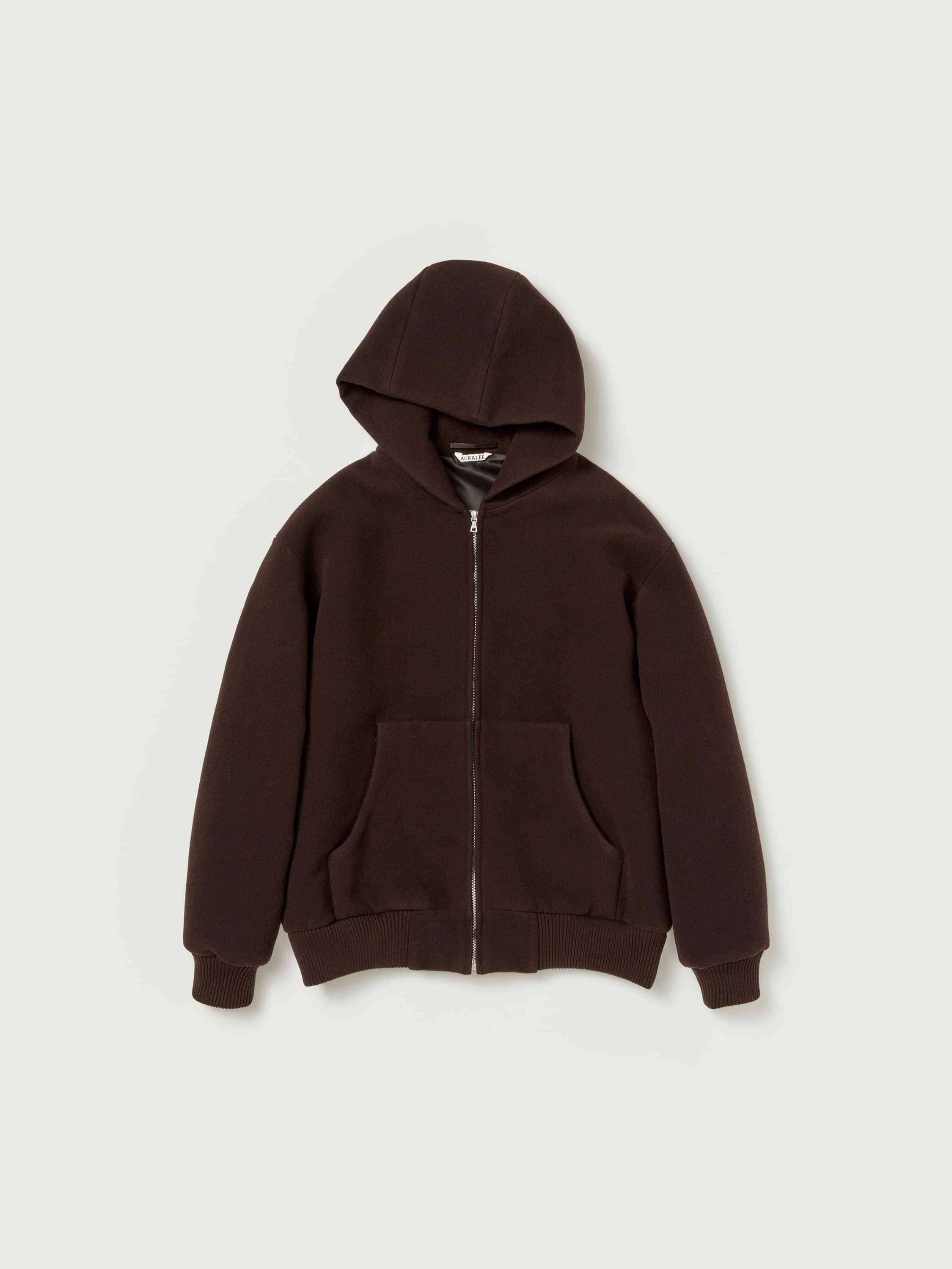 DOUBLE CLOTH HEAVY WOOL PILE ZIP HOODIE 詳細画像 DARK BROWN 1