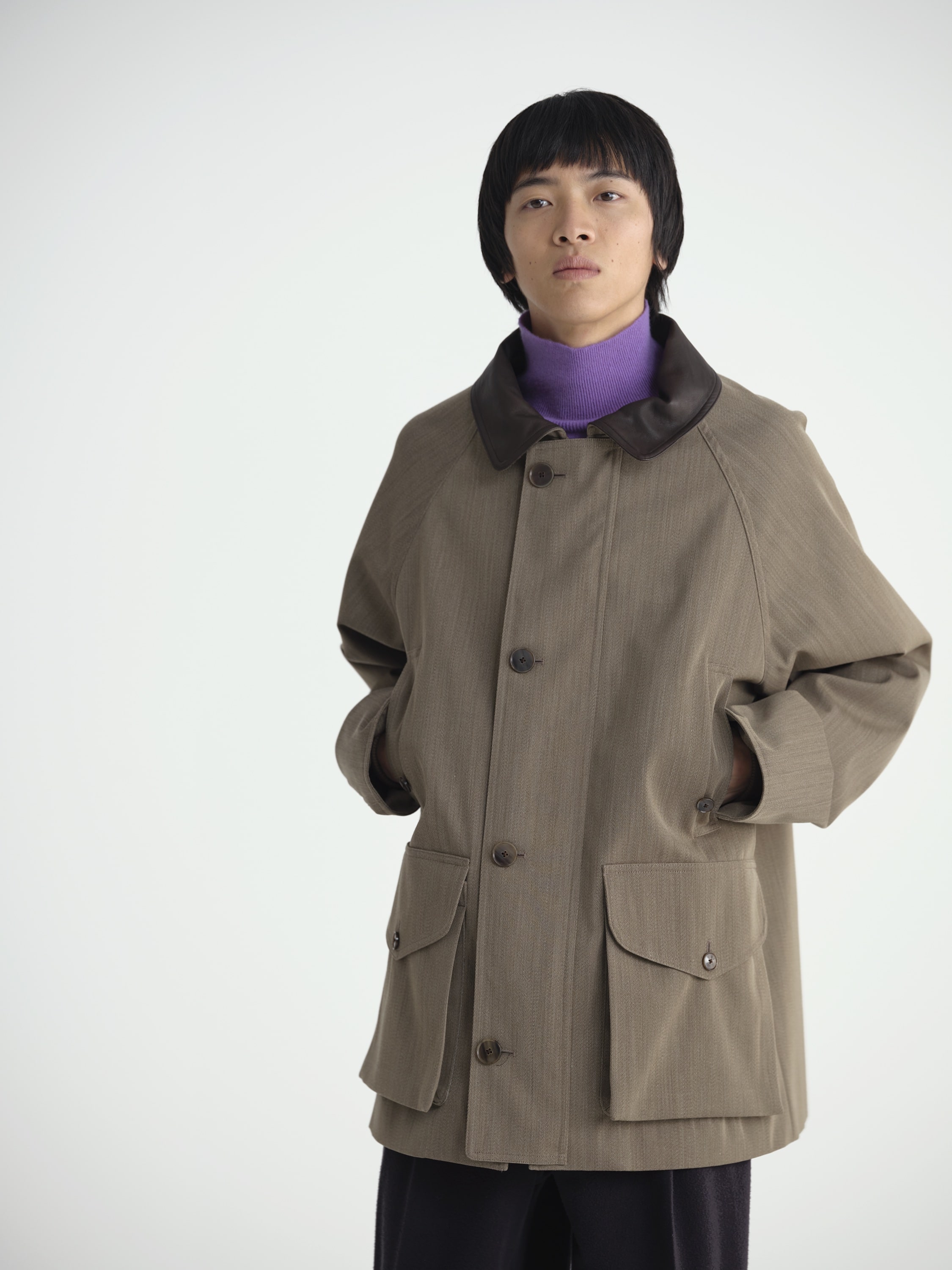 WOOL CAVARLY TWILL LAMINATE HUNTING BLOUSON 詳細画像 OLIVE BROWN 2