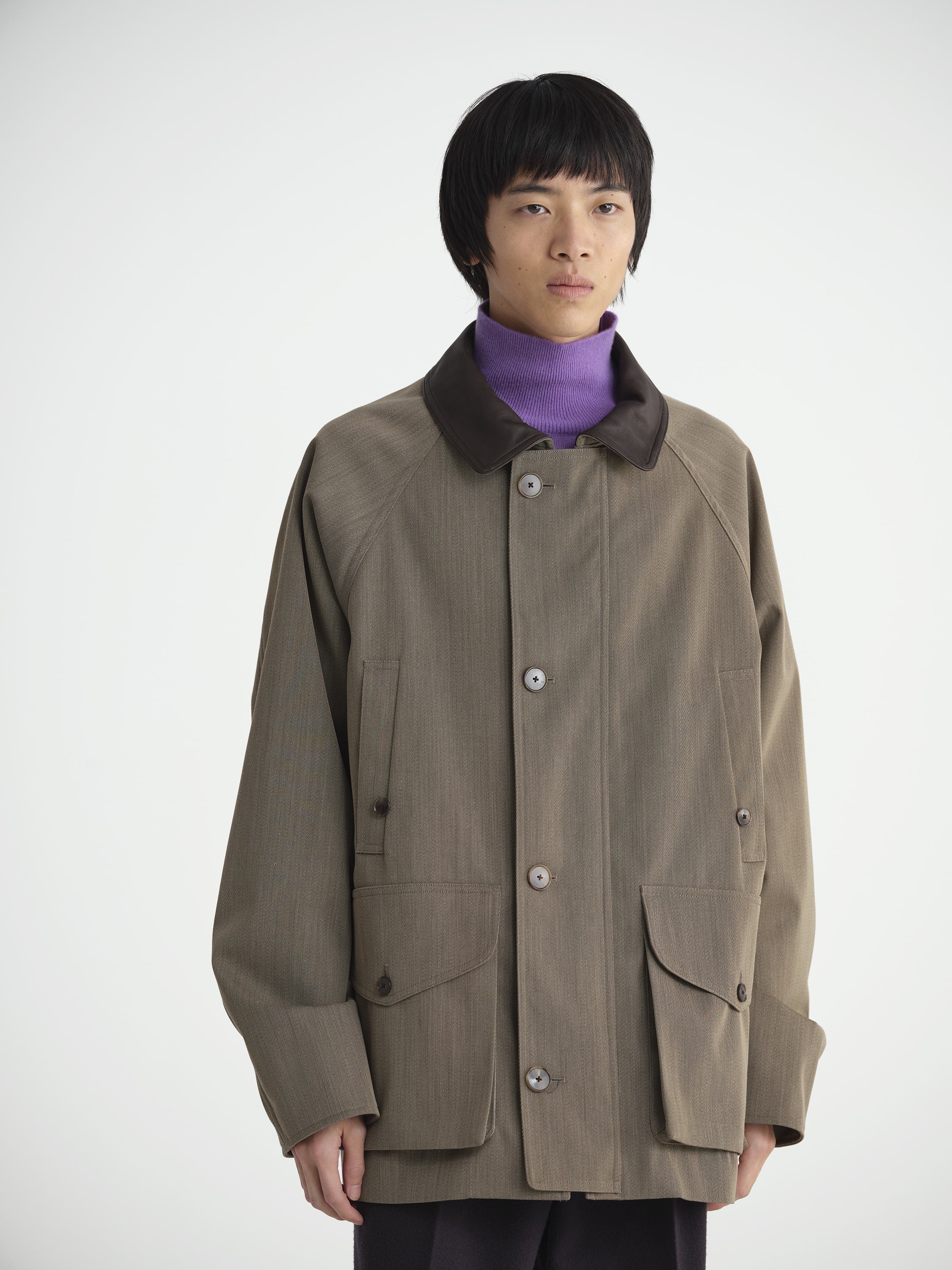 WOOL CAVARLY TWILL LAMINATE HUNTING BLOUSON 詳細画像 OLIVE BROWN 3