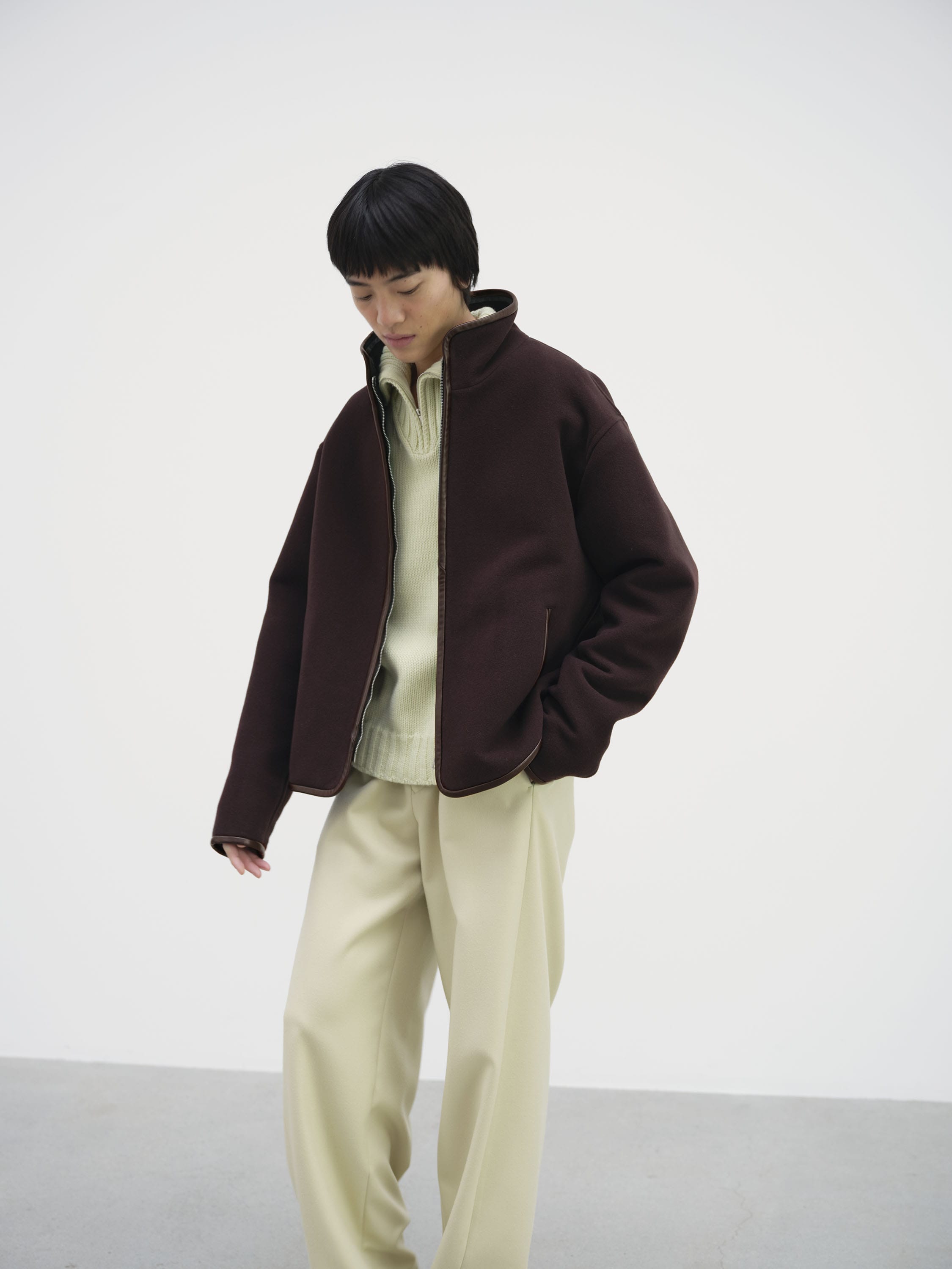 DOUBLE CLOTH HEAVY WOOL PILE ZIP BLOUSON 詳細画像 DARK BROWN 3