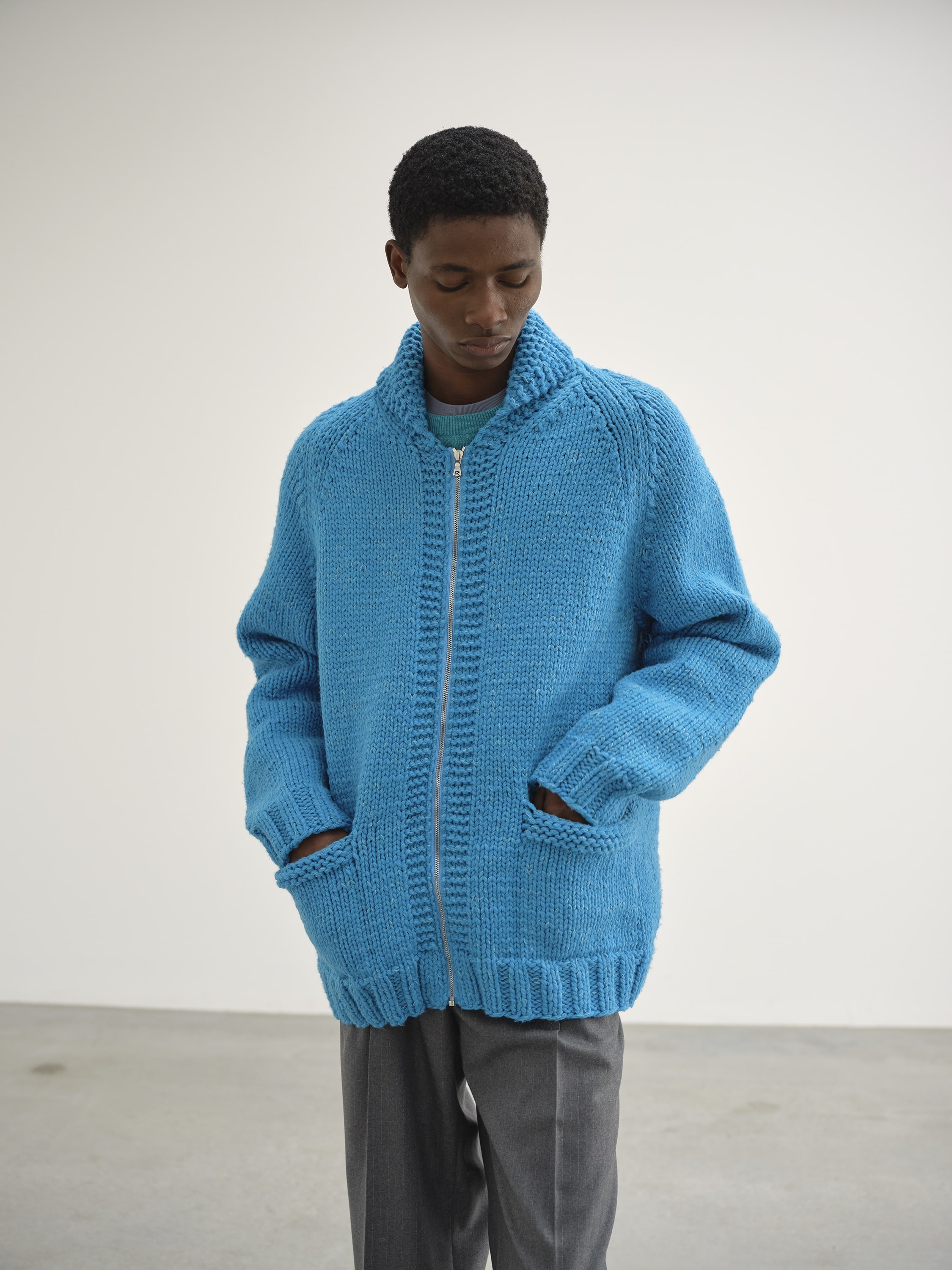 SILK WOOL HAND KNIT COWICHAN 詳細画像 AQUA BLUE 2