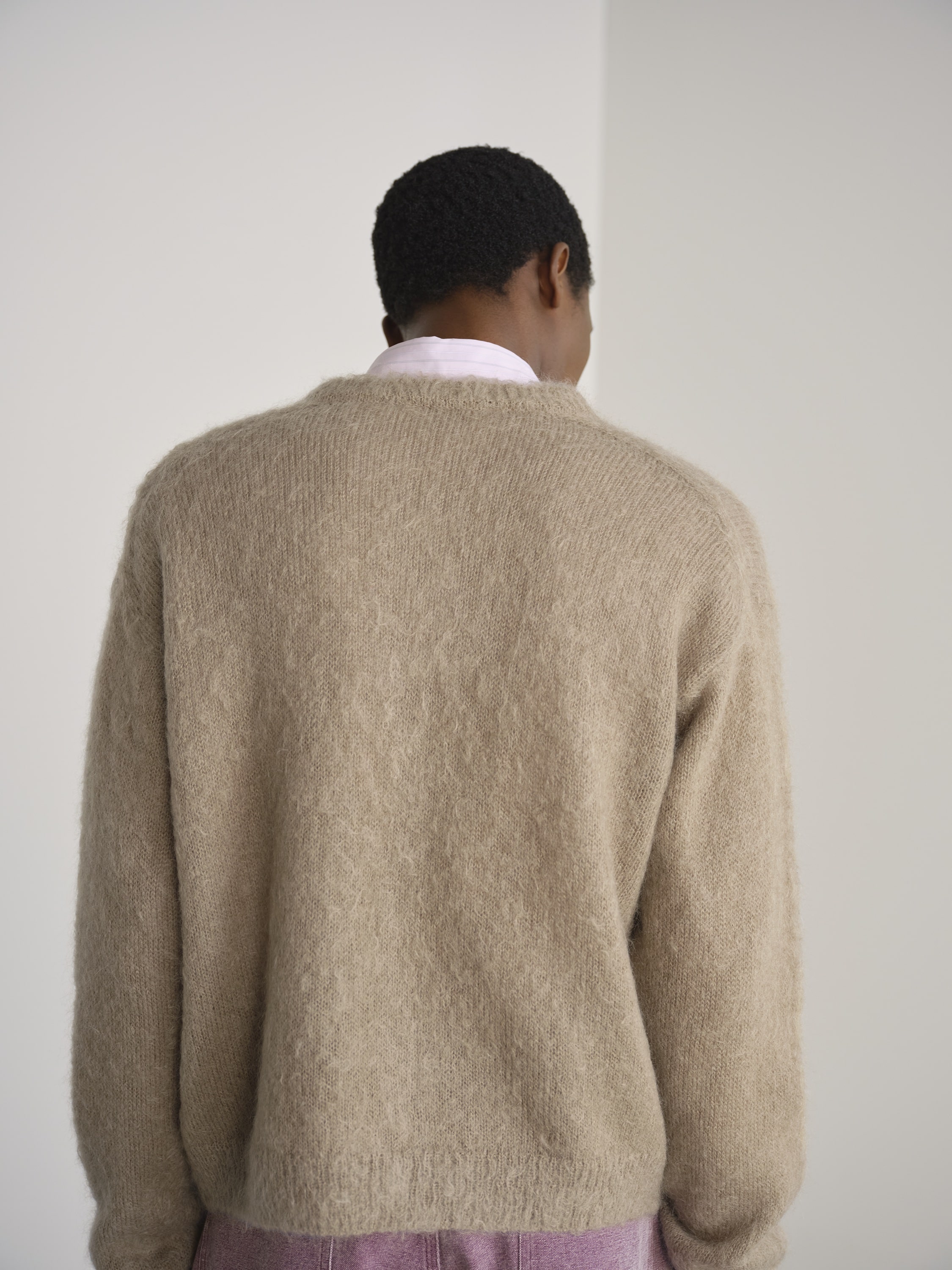 BRUSHED SUPER KID MOHAIR KNIT CARDIGAN 詳細画像 GRAY BEIGE 4