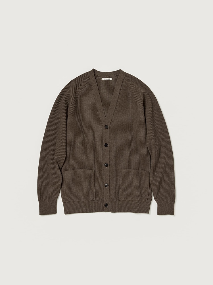 SUPER FINE WOOL RIB KNIT CARDIGAN - AURALEE Official Website