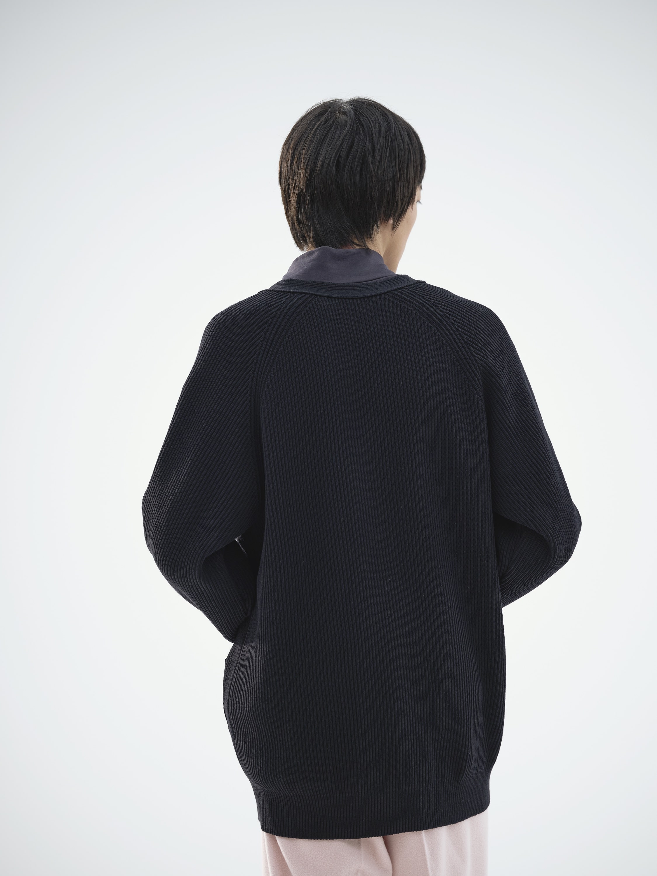 SUPER FINE WOOL RIB KNIT CARDIGAN 詳細画像 BLACK 3