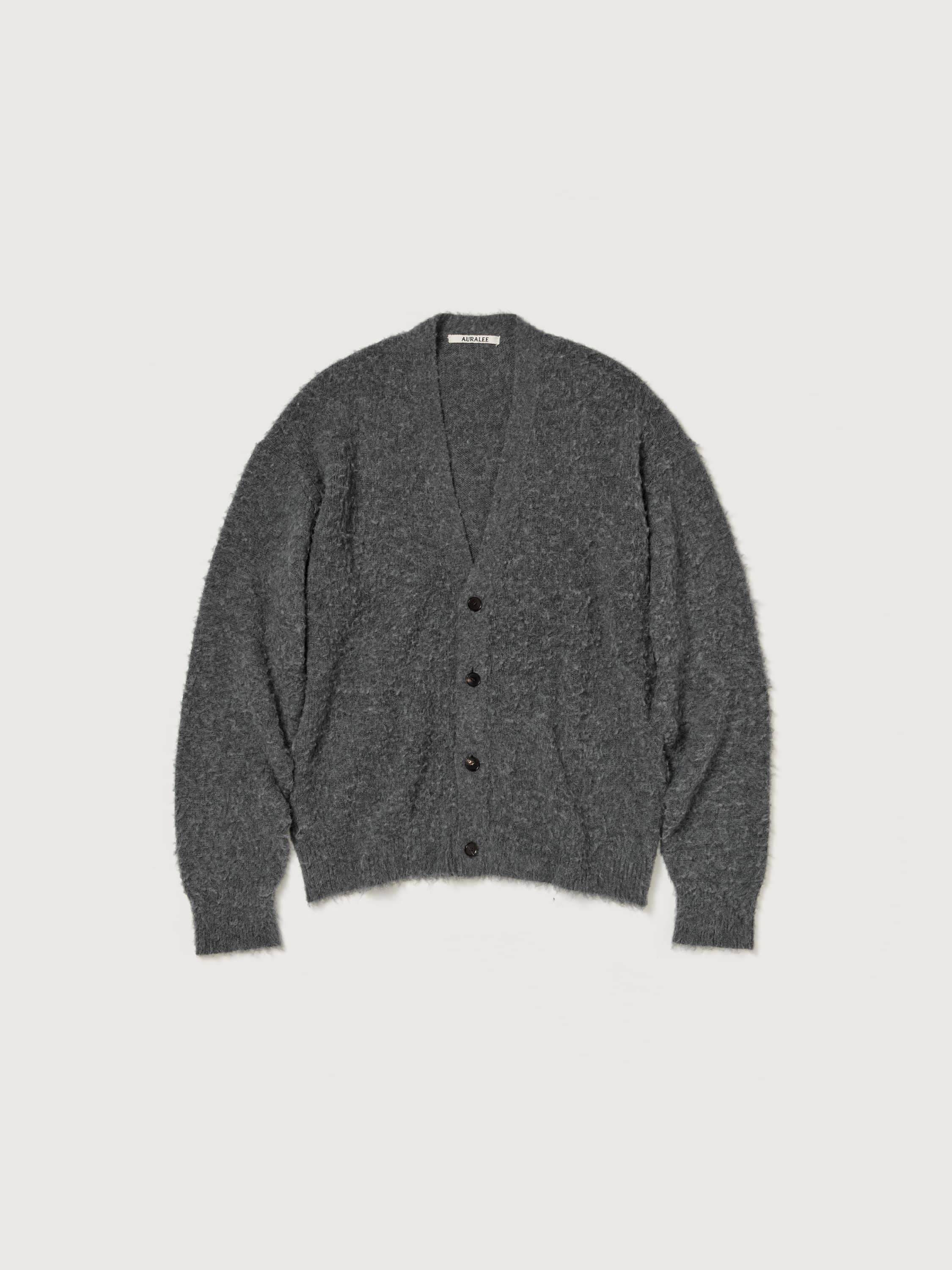 BRUSHED WOOL CASHMERE SILK KNIT CARDIGAN 詳細画像 GRAY 1