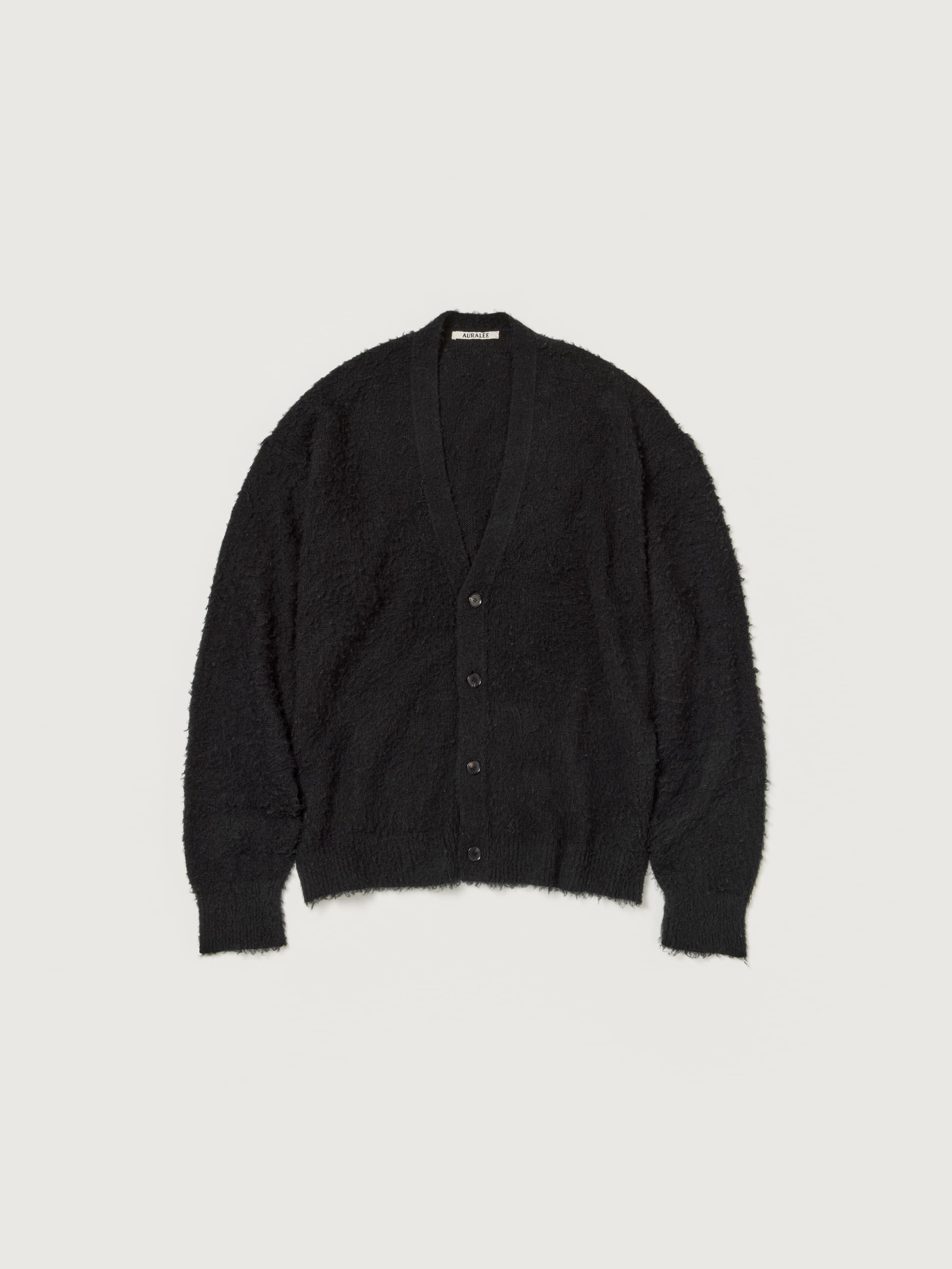 BRUSHED WOOL CASHMERE SILK KNIT CARDIGAN 詳細画像 BLACK 1