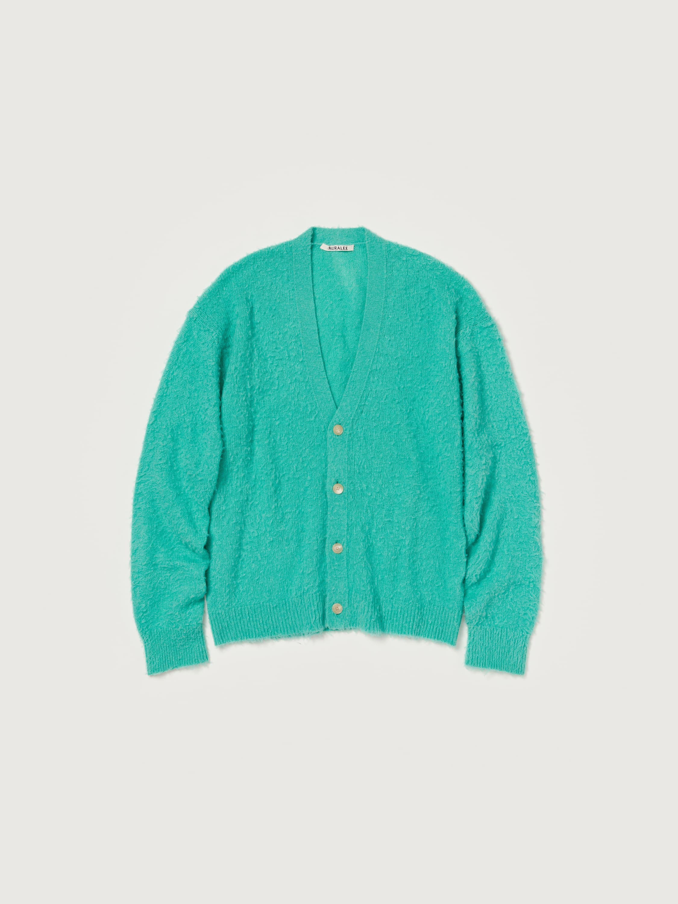 BRUSHED WOOL CASHMERE SILK KNIT CARDIGAN 詳細画像 AQUA GREEN 5