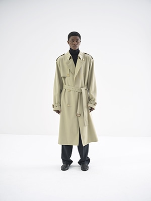 WOOL CAVARLY TWILL LAMINATE TRENCH COAT