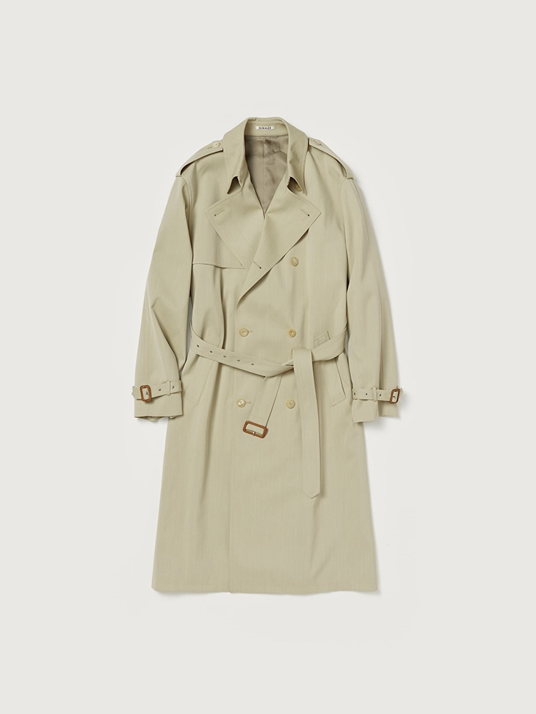 WOOL CAVARLY TWILL LAMINATE TRENCH COAT