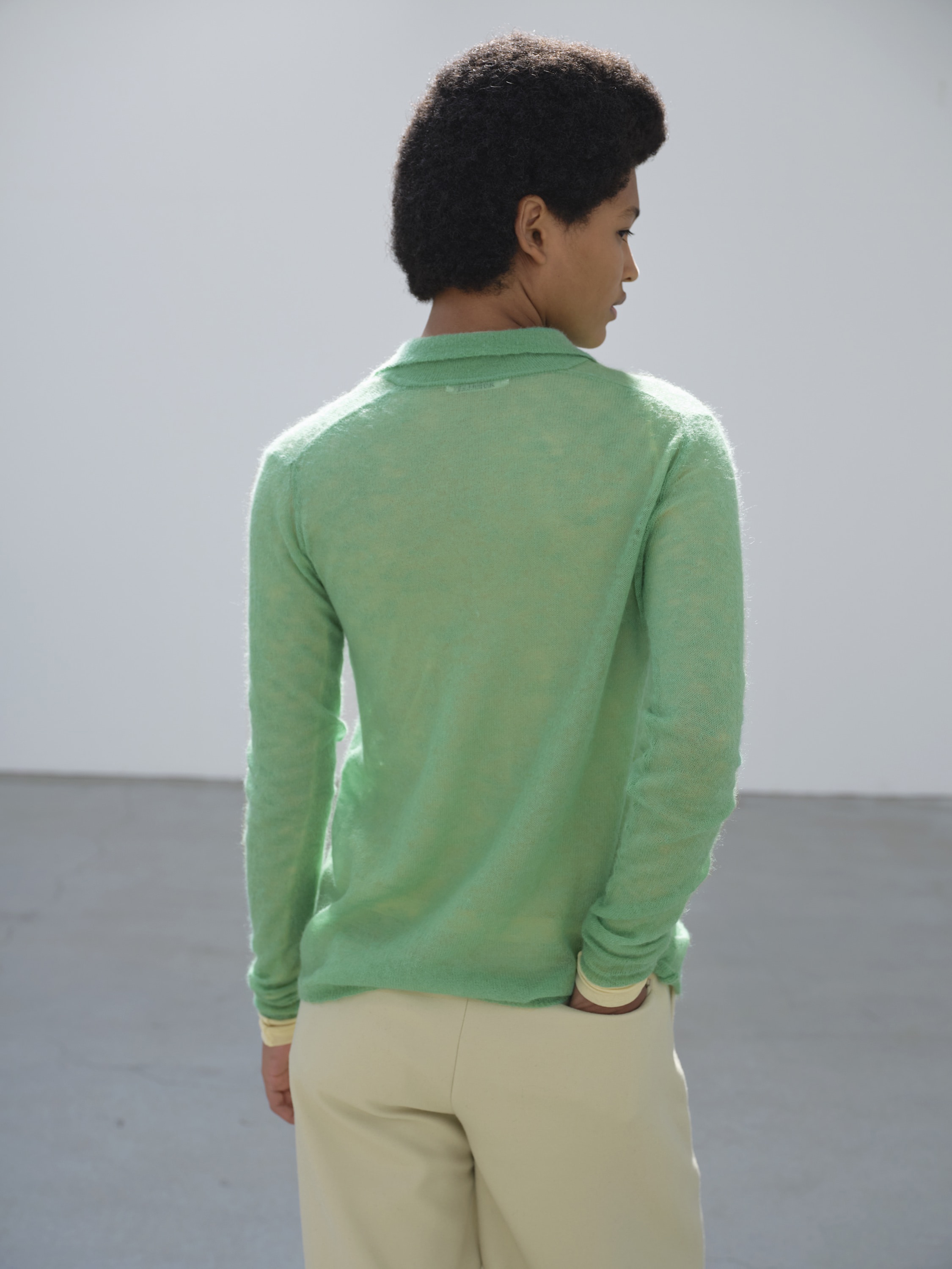 KID MOHAIR SHEER KNIT SHIRT CARDIGAN 詳細画像 GREEN 3