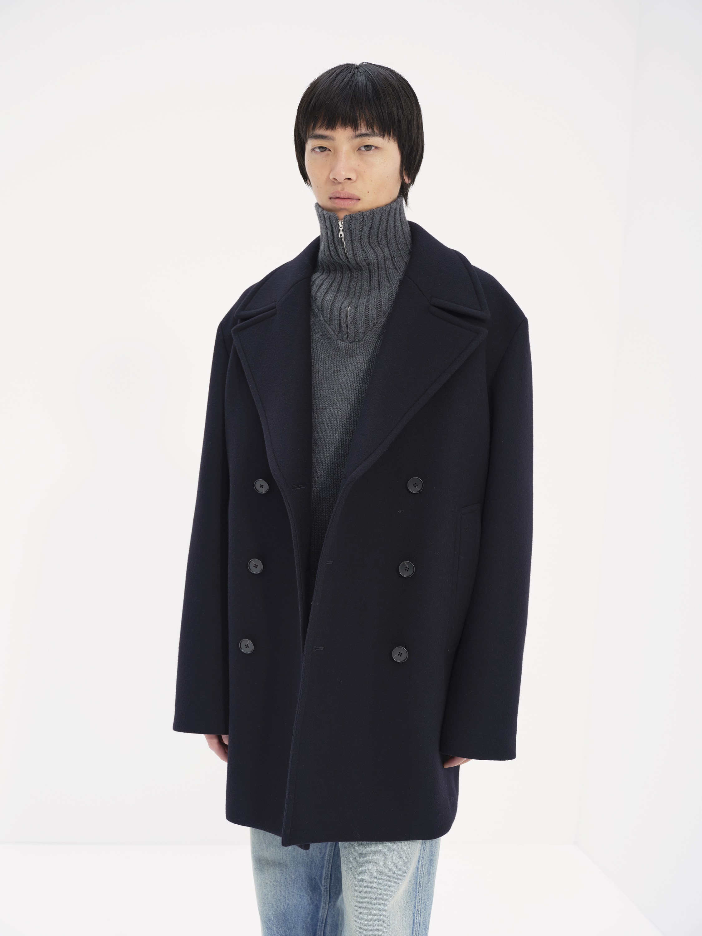 SPONGE WOOL MELTON P-COAT 詳細画像 DARK NAVY 1