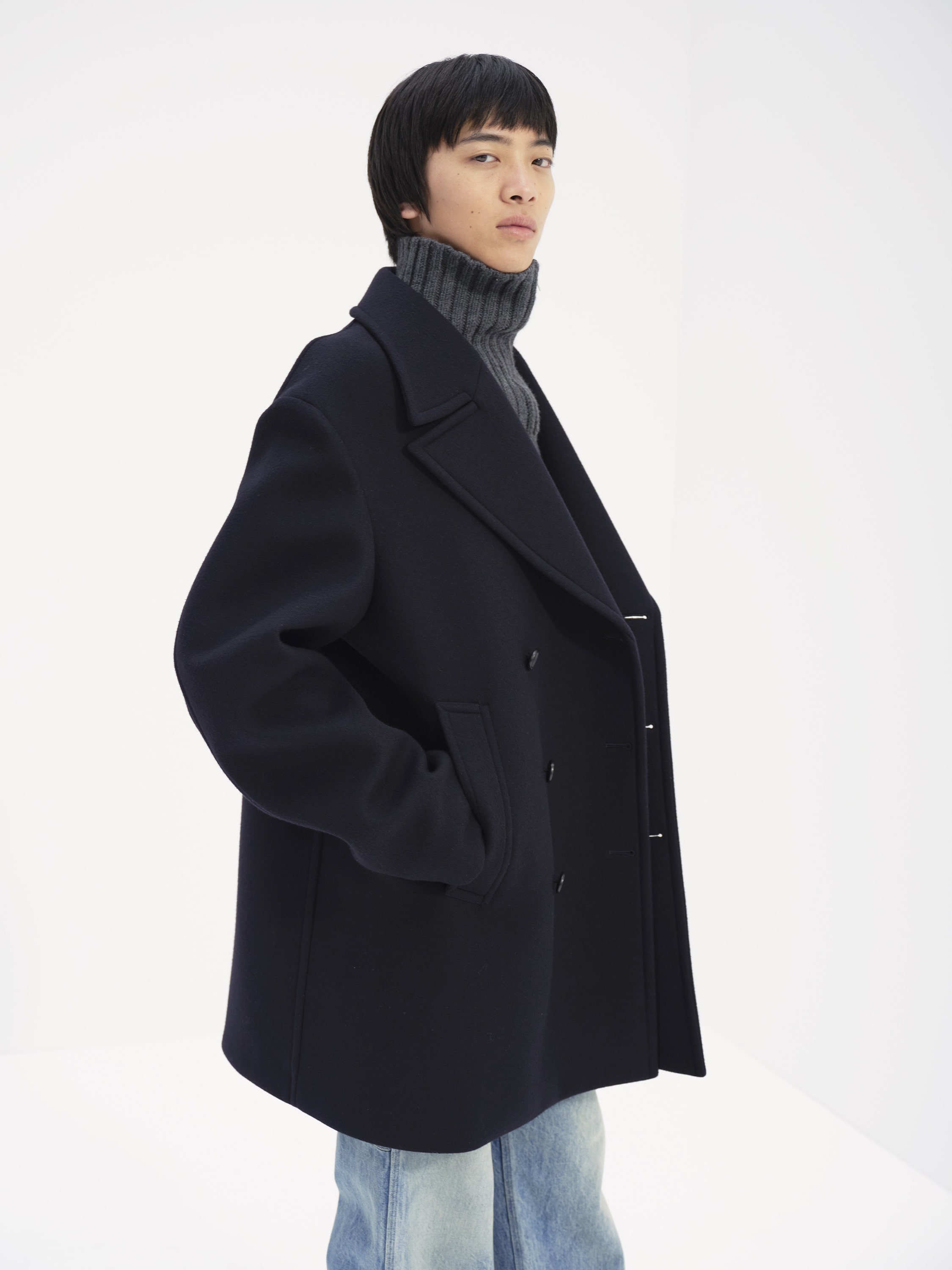 SPONGE WOOL MELTON P-COAT 詳細画像 DARK NAVY 2